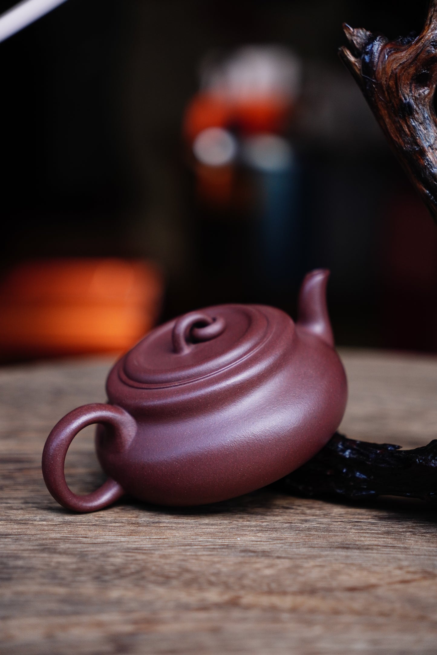 Handmade gourd teapot purple clay 130ml