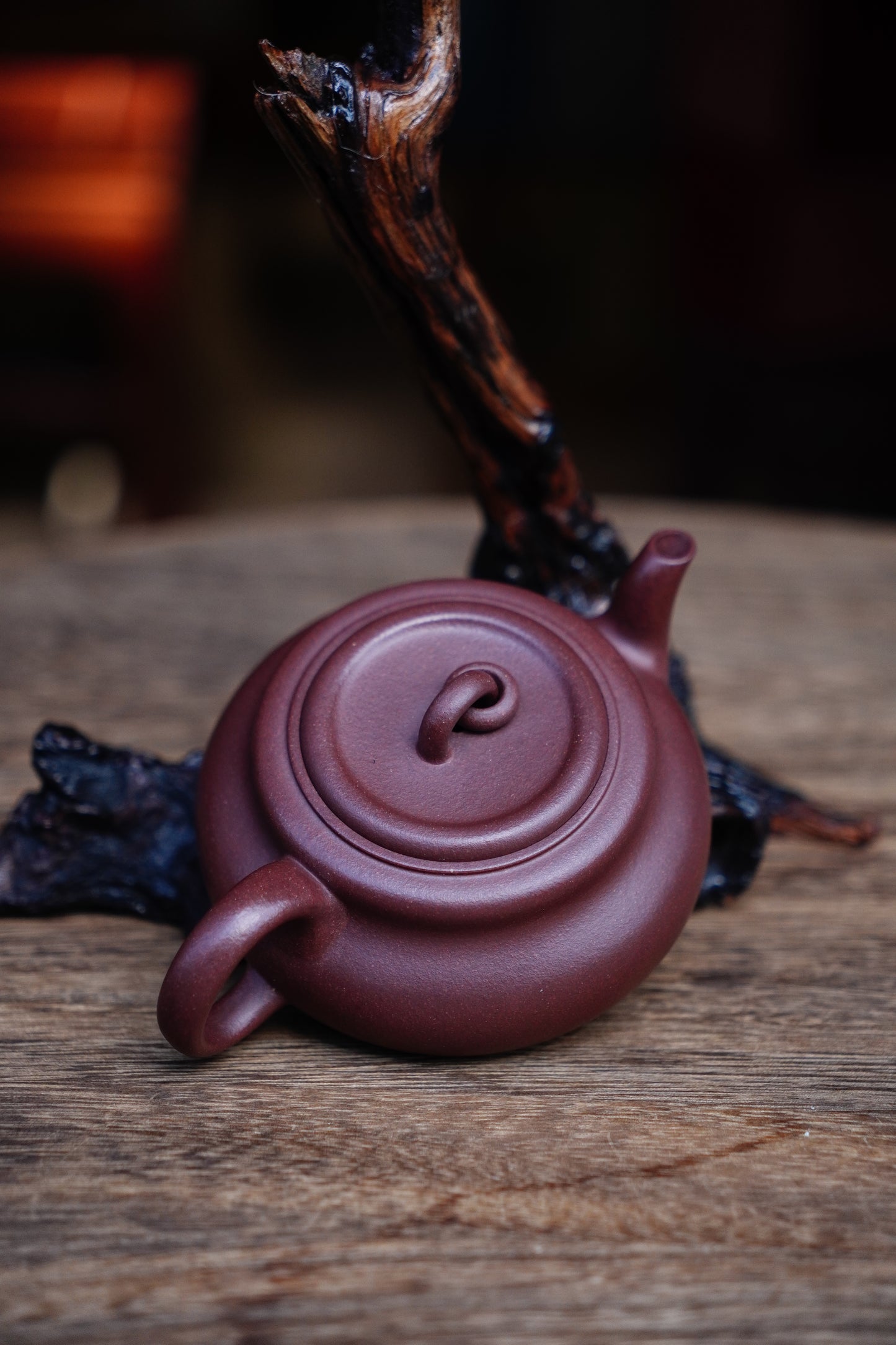 Handmade gourd teapot purple clay 130ml