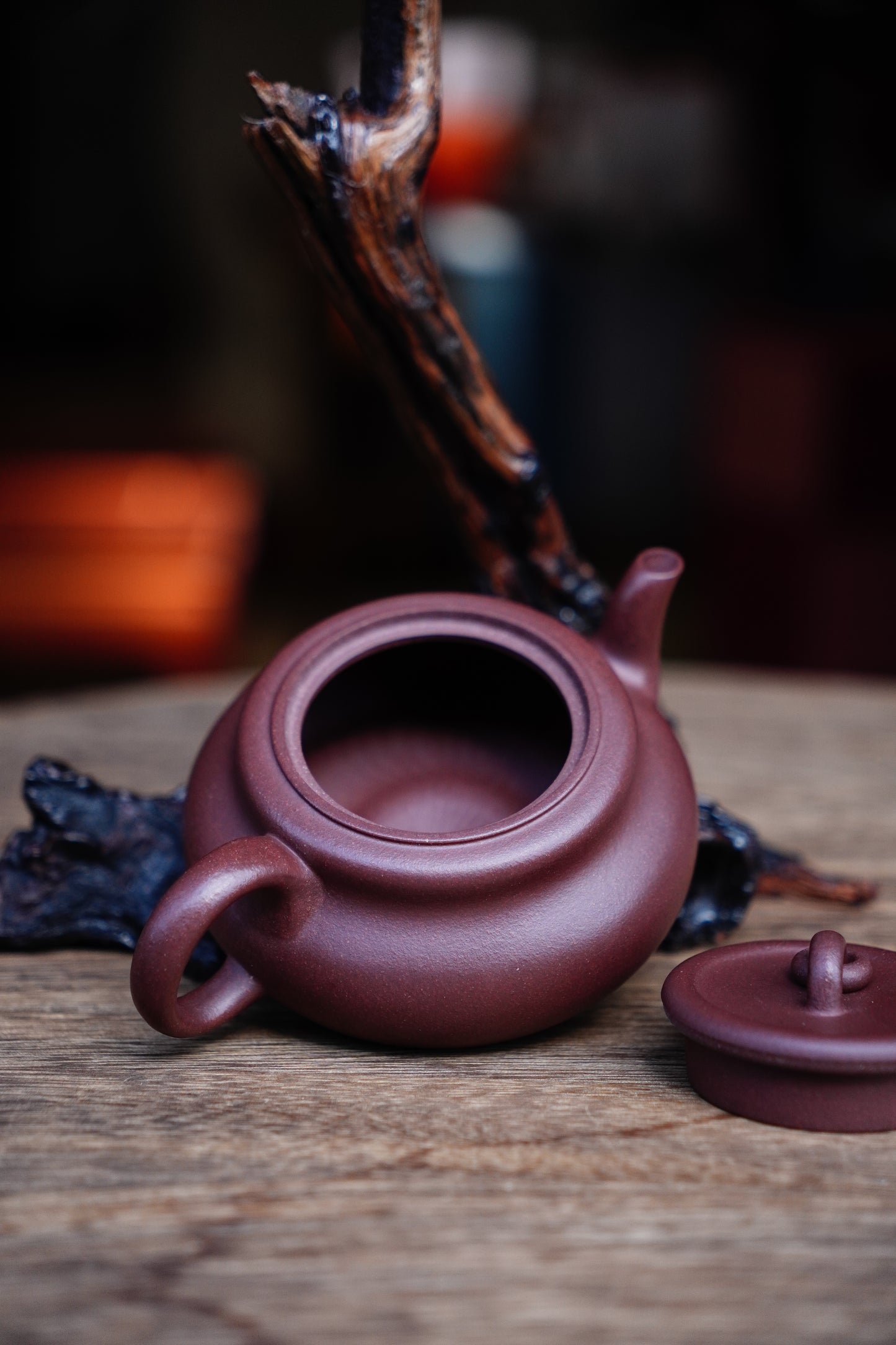 Handmade gourd teapot purple clay 130ml
