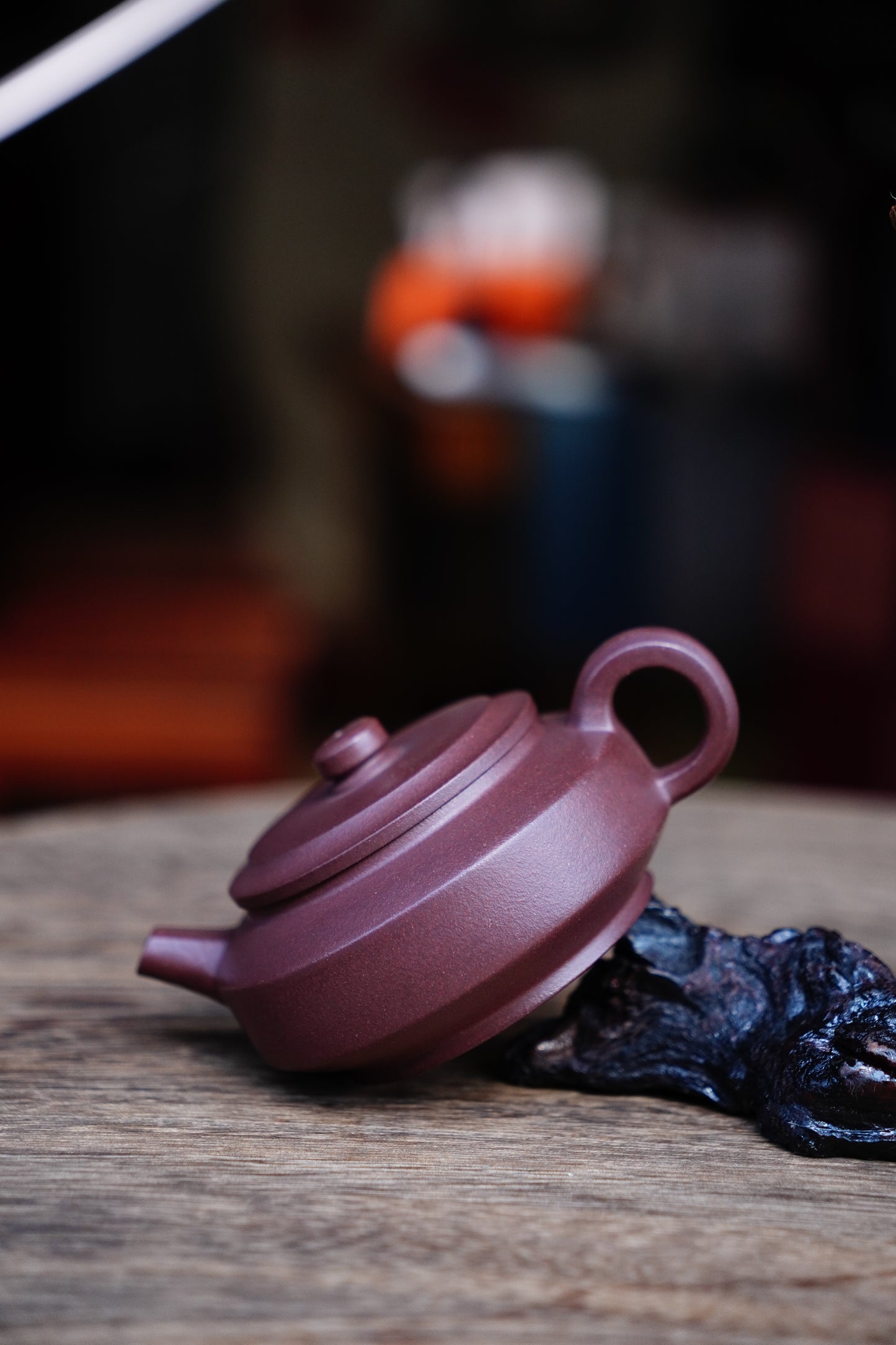 Handmade Zhongfang zhoupan teapot purple clay 130ml