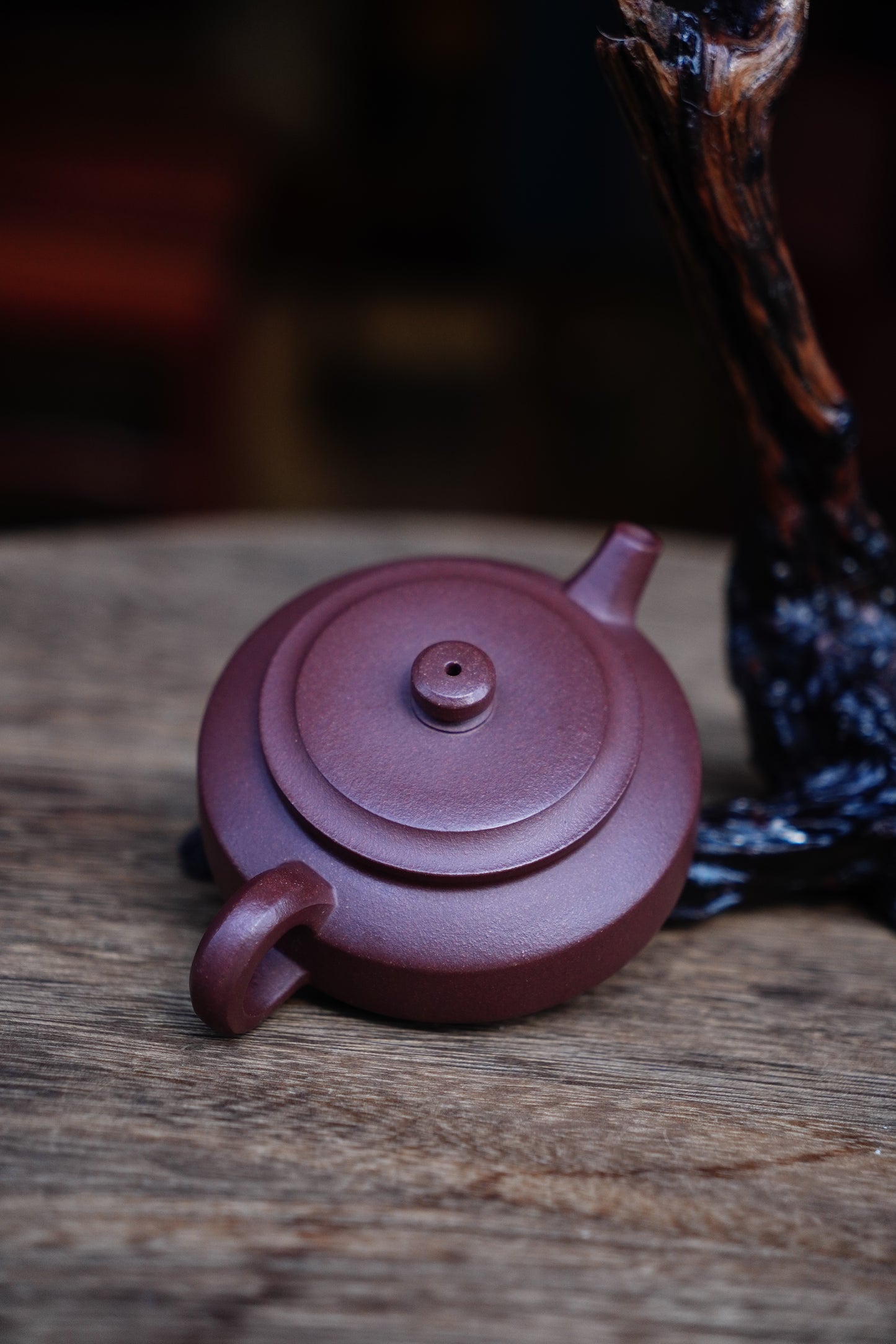 Handmade Zhongfang zhoupan teapot purple clay 130ml