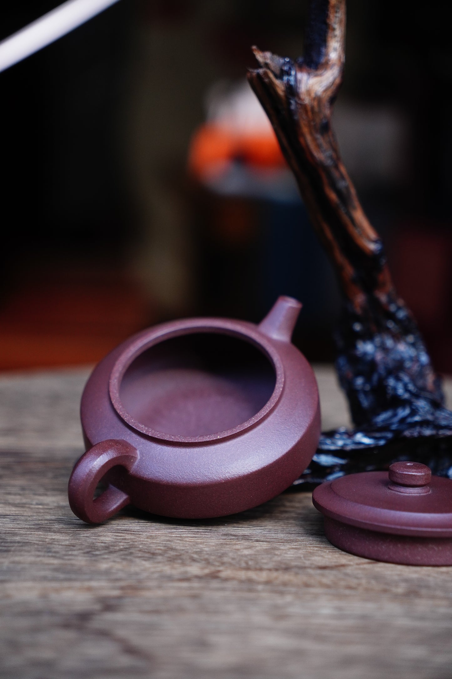 Handmade Zhongfang zhoupan teapot purple clay 130ml