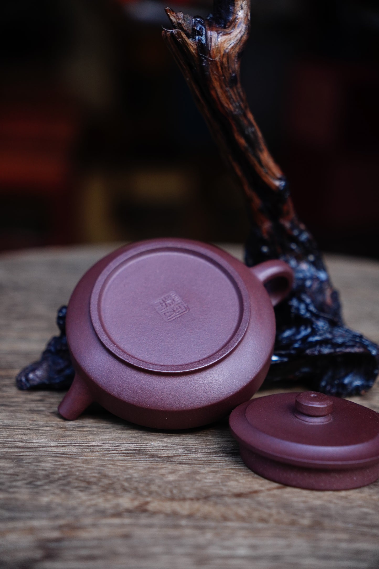 Handmade Zhongfang zhoupan teapot purple clay 130ml