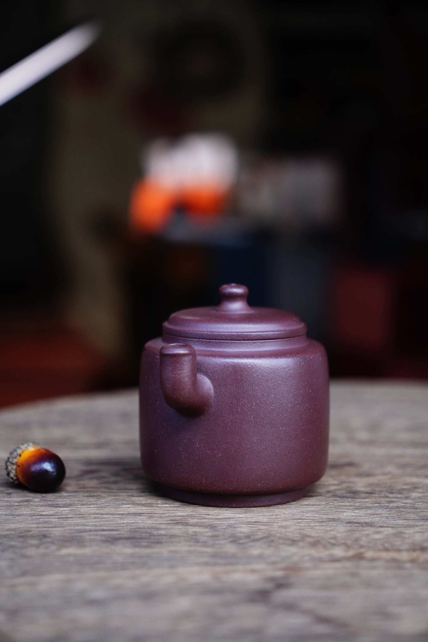 Handmade molin teapot, Purple clay 210ml, Ceramic, pottery, Zen Gongfu tea
