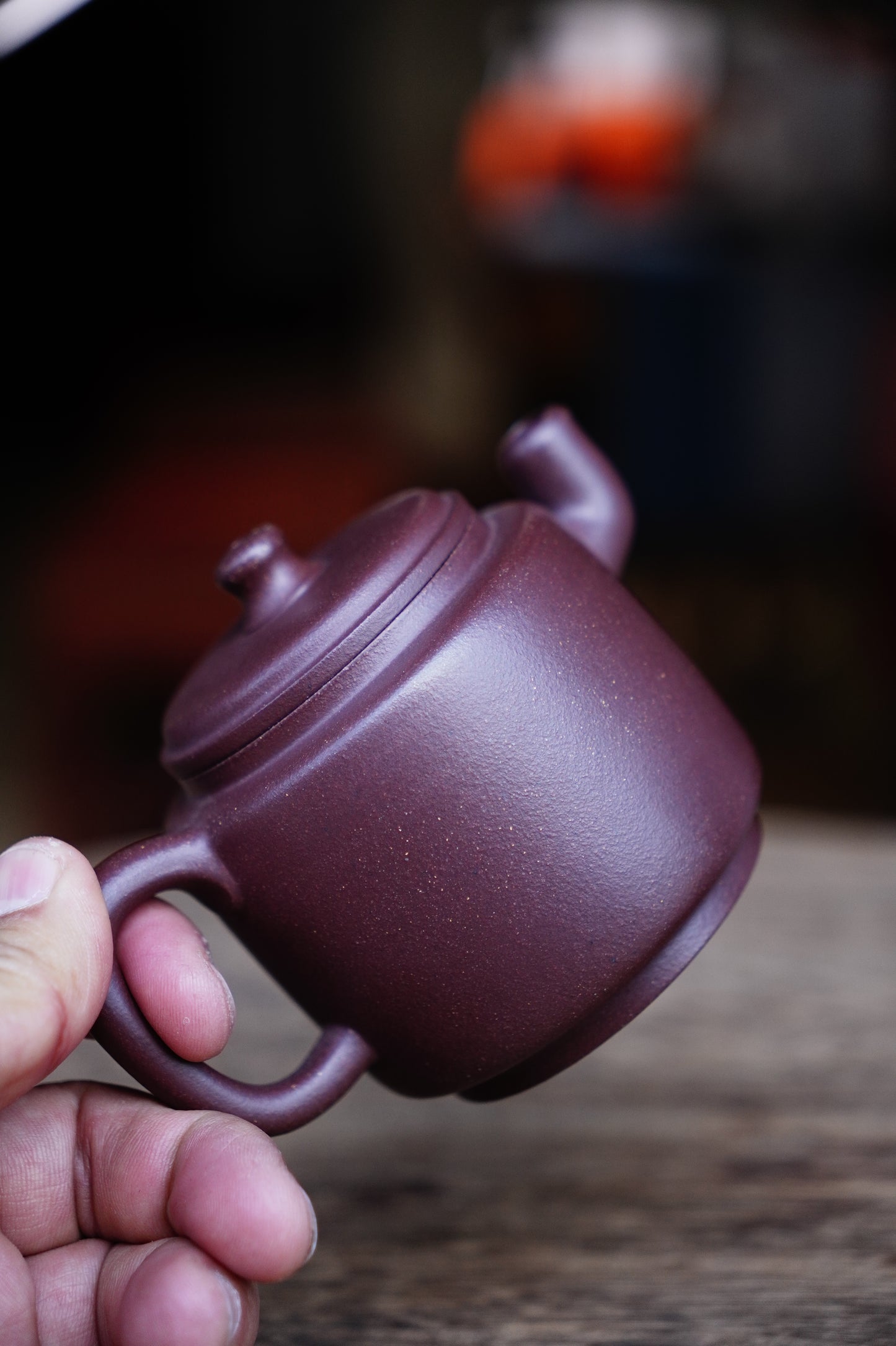 Handmade molin teapot, Purple clay 210ml, Ceramic, pottery, Zen Gongfu tea