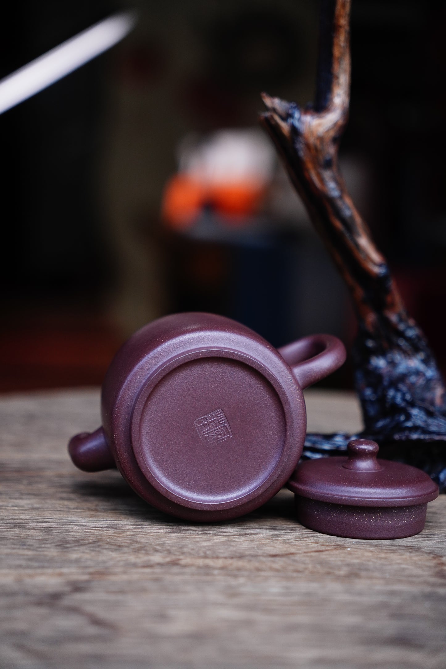 Handmade molin teapot, Purple clay 210ml, Ceramic, pottery, Zen Gongfu tea