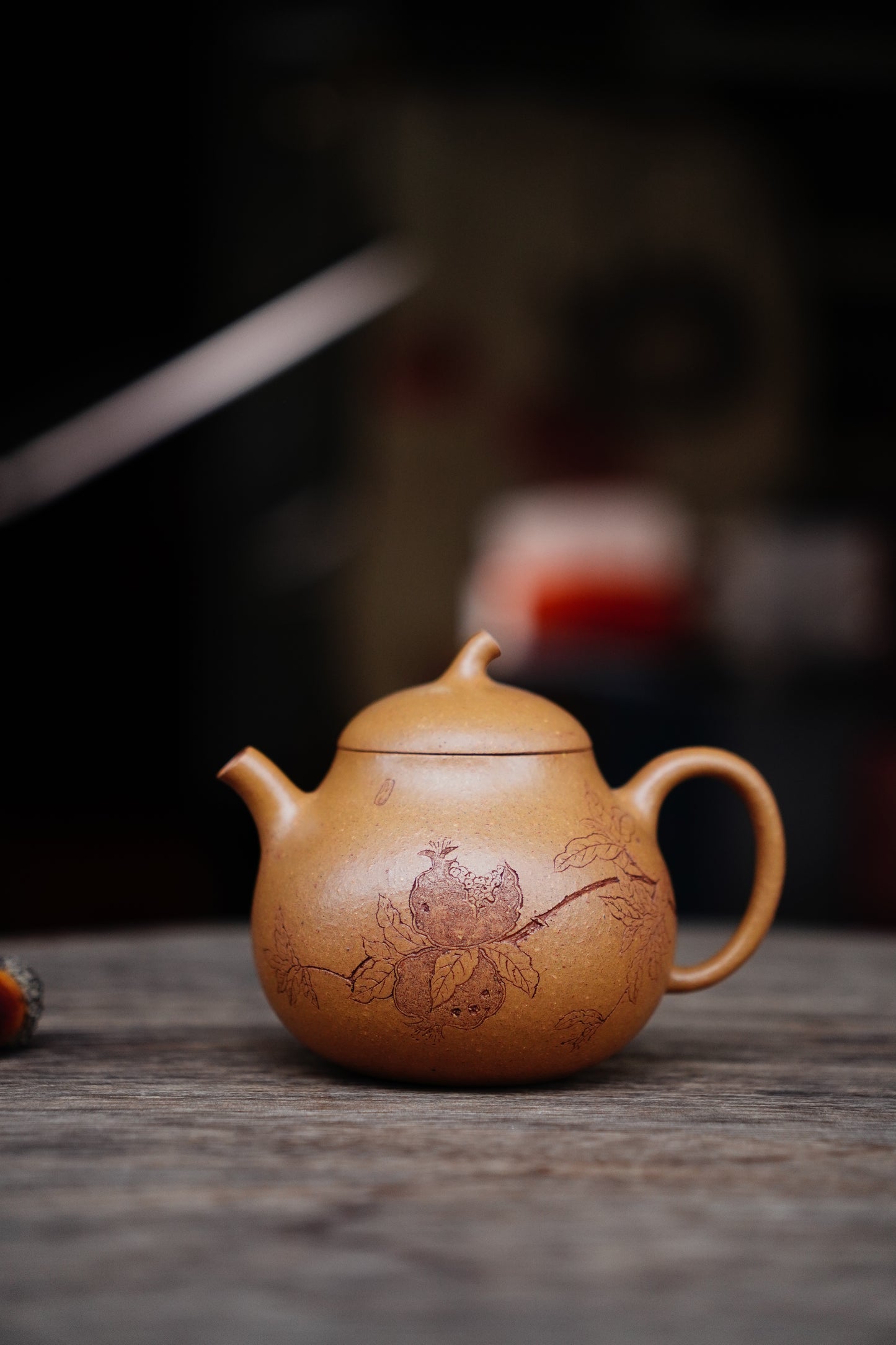 Full-Handmade eggplant teapot, yellow duan clay, 180ml Collectible Zen Traditional Chinese Tea Art