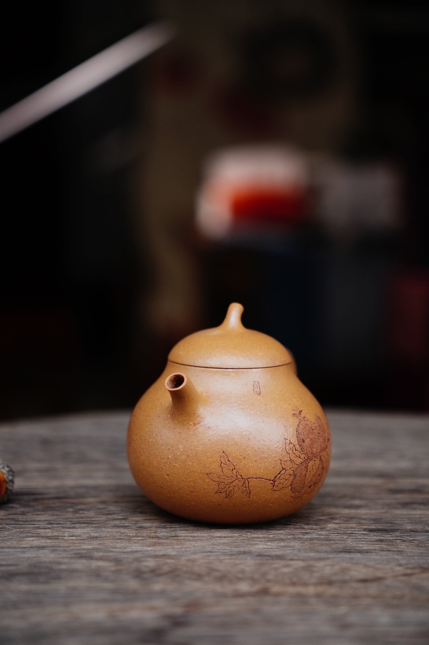 Full-Handmade eggplant teapot, yellow duan clay, 180ml Collectible Zen Traditional Chinese Tea Art