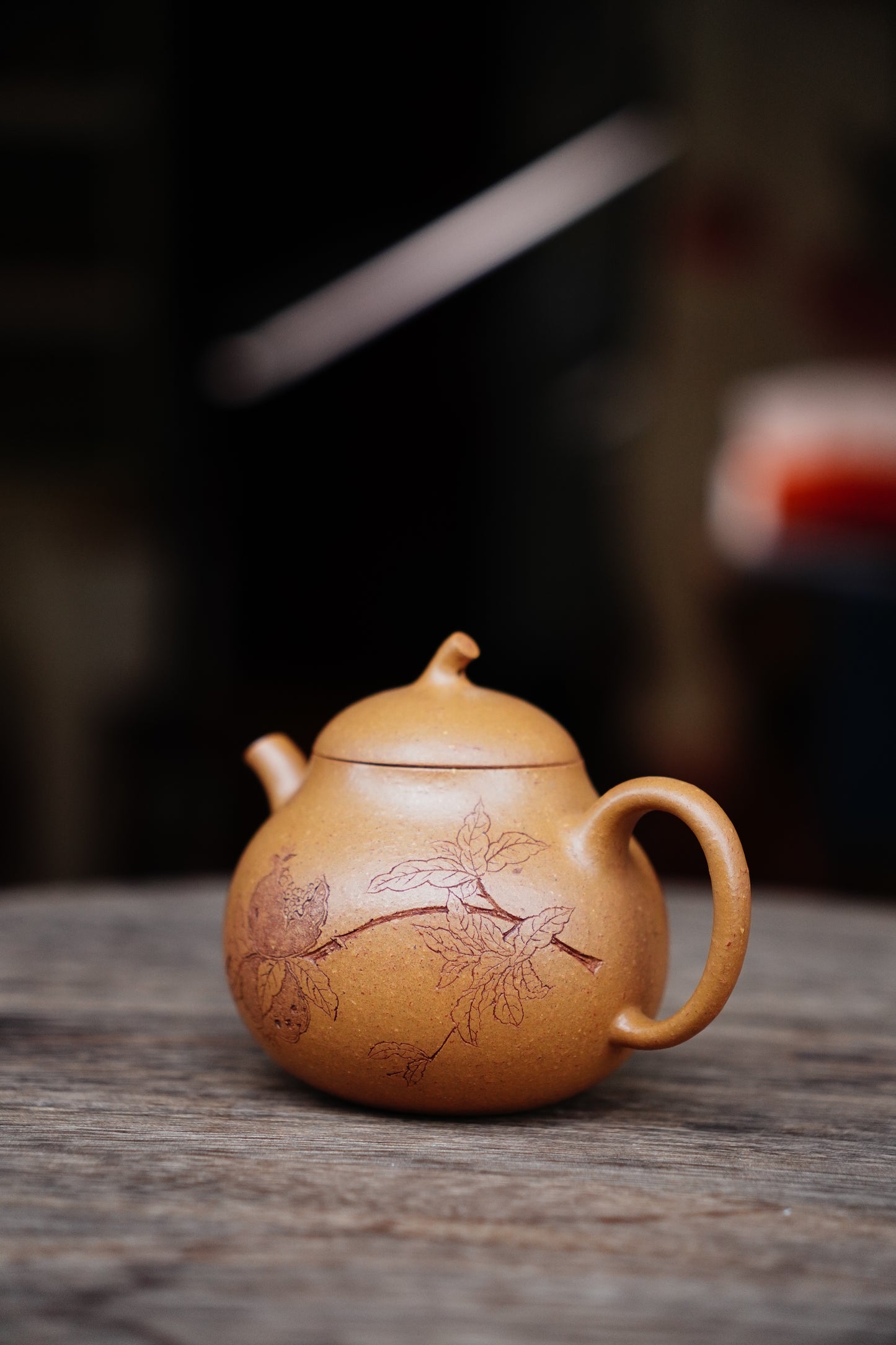 Full-Handmade eggplant teapot, yellow duan clay, 180ml Collectible Zen Traditional Chinese Tea Art