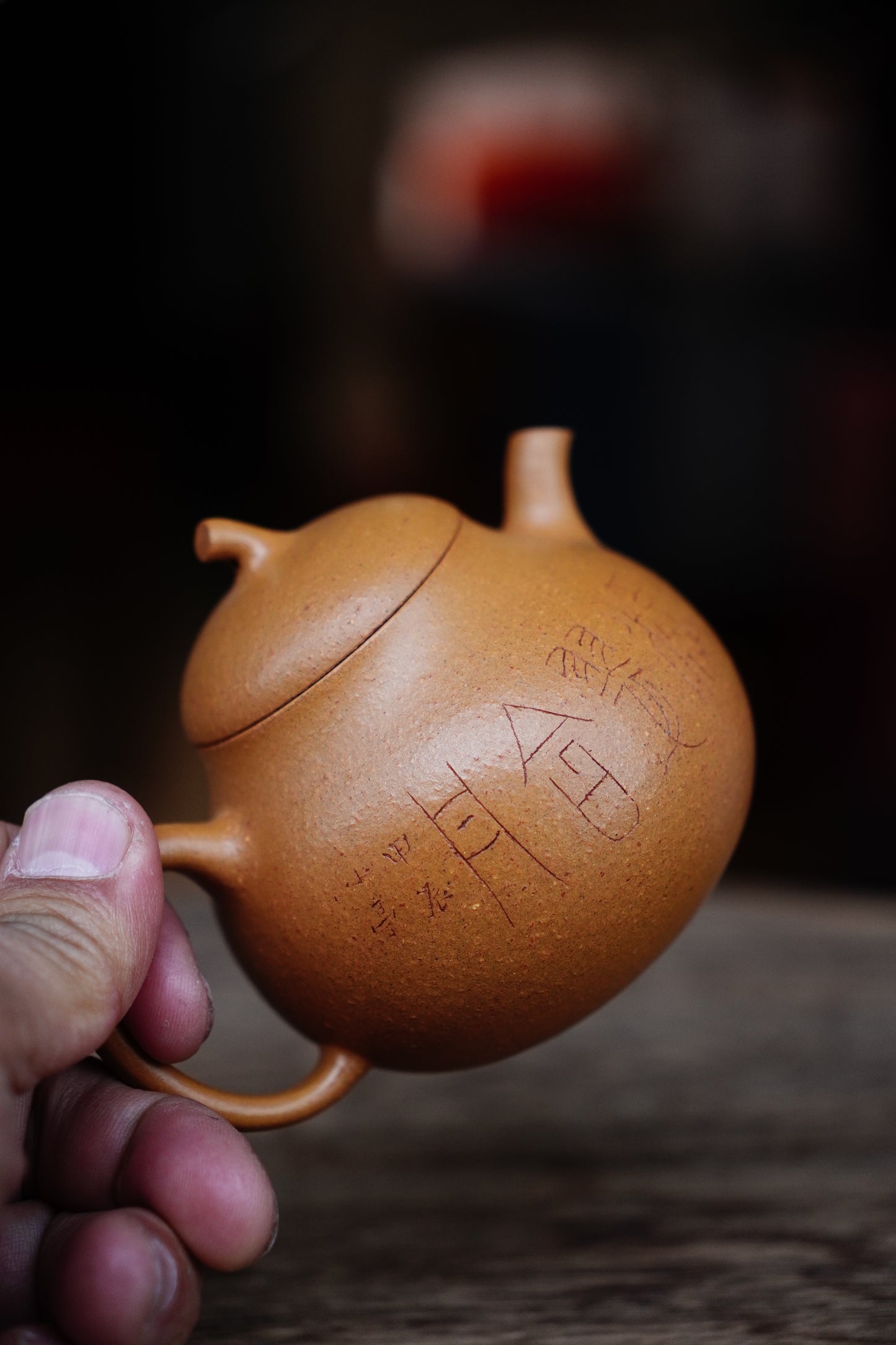 Full-Handmade eggplant teapot, yellow duan clay, 180ml Collectible Zen Traditional Chinese Tea Art