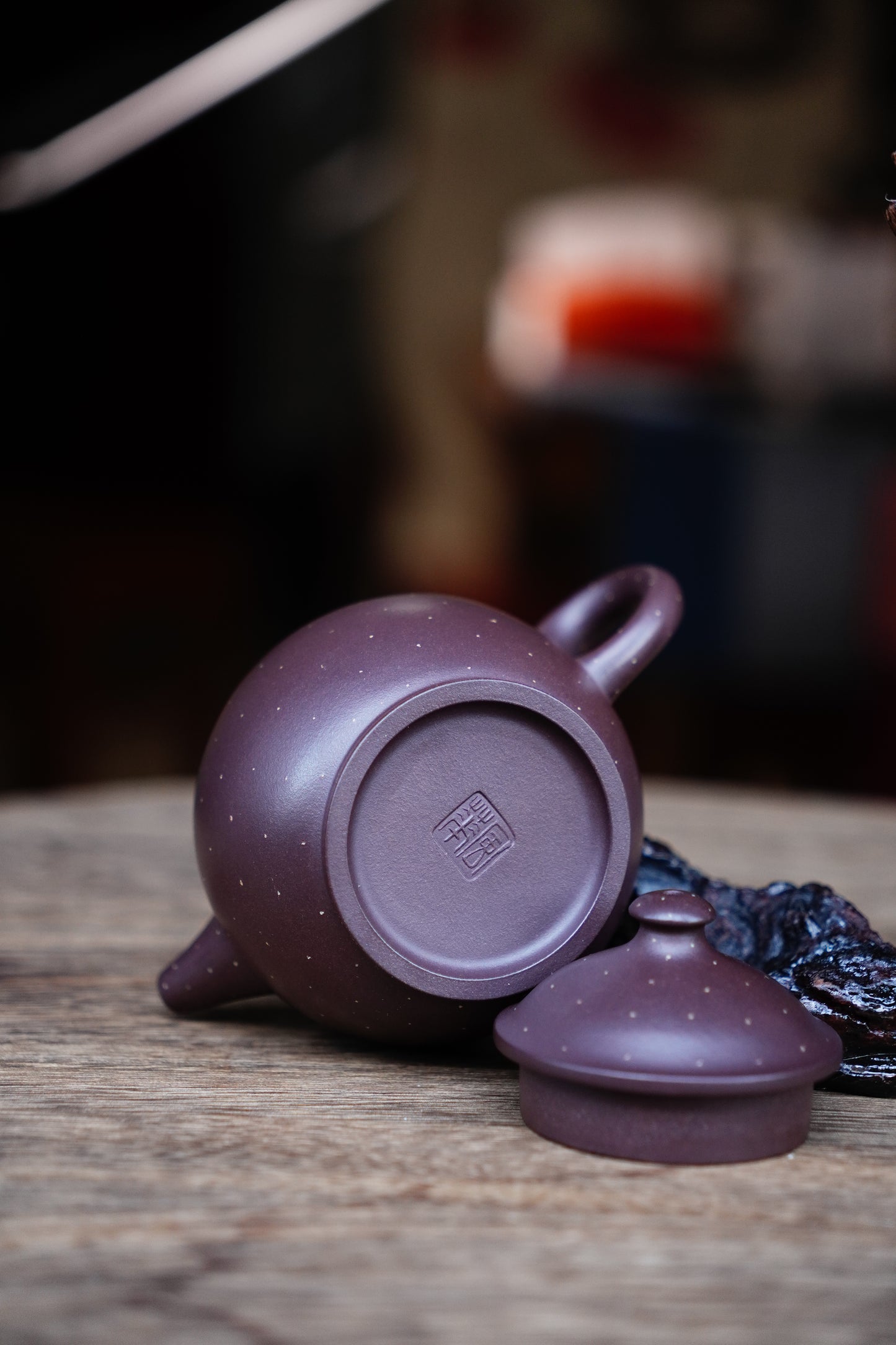 Collectible Julunzhu teaPot (Yixing Zisha Artisan) - Handcrafted purple clay Teapot 210ml Full-Handmade Zen Premium clay