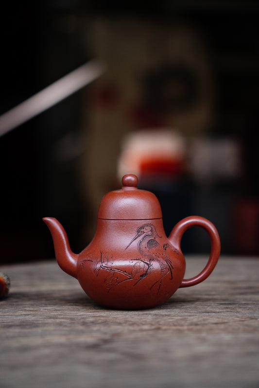 Collectible Siting Pot (Yixing Zisha Artisan) - Handcrafted Old Zhu Ni clay Teapot 130ml Full-Handmade Zen