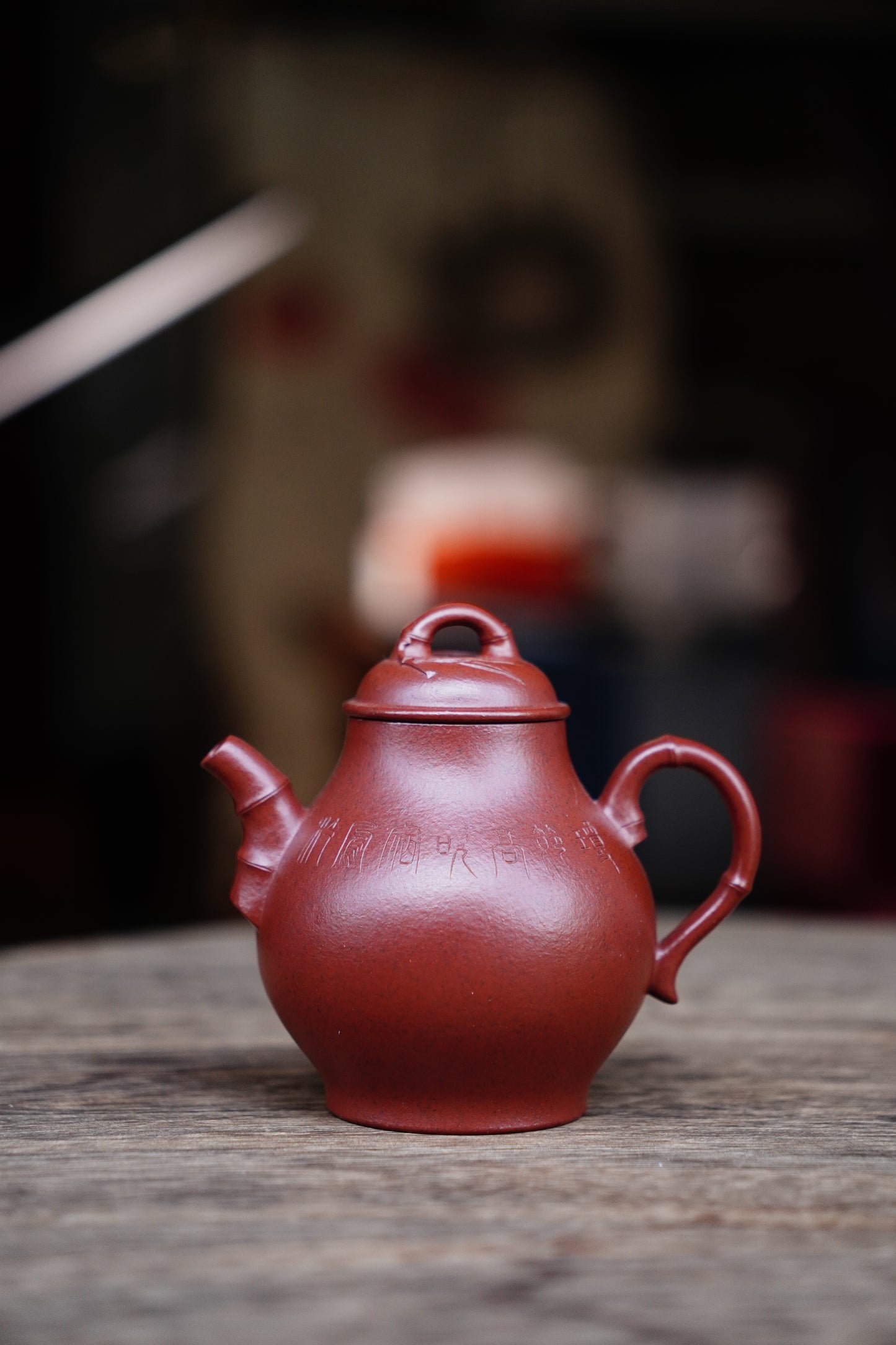 Collectible Ting Bamboon Teapot (Yixing Zisha Artisan) - Handcrafted Old Zhu Ni clay Teapot 130ml Full-Handmade Zen Premium clay
