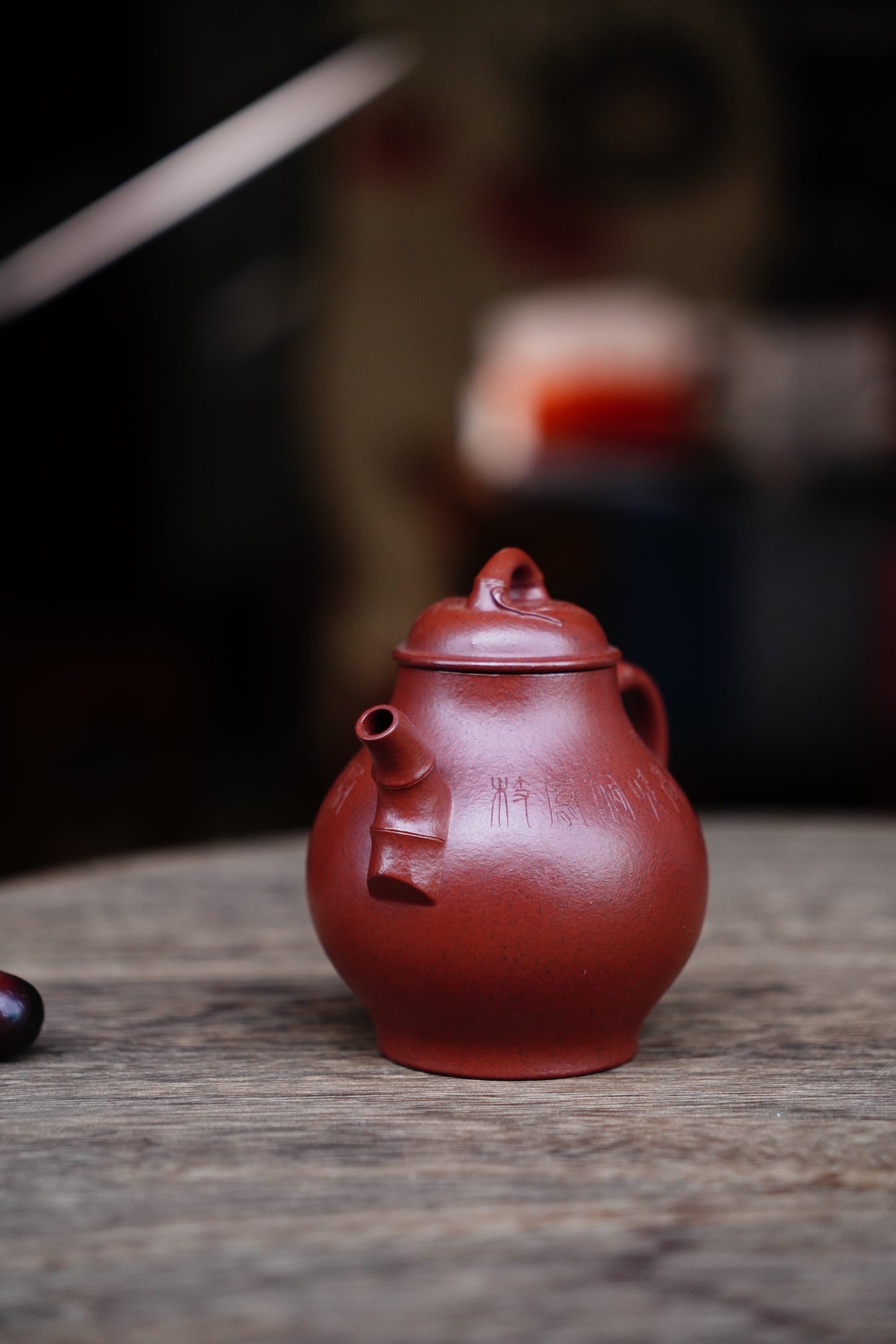 Collectible Ting Bamboon Teapot (Yixing Zisha Artisan) - Handcrafted Old Zhu Ni clay Teapot 130ml Full-Handmade Zen Premium clay