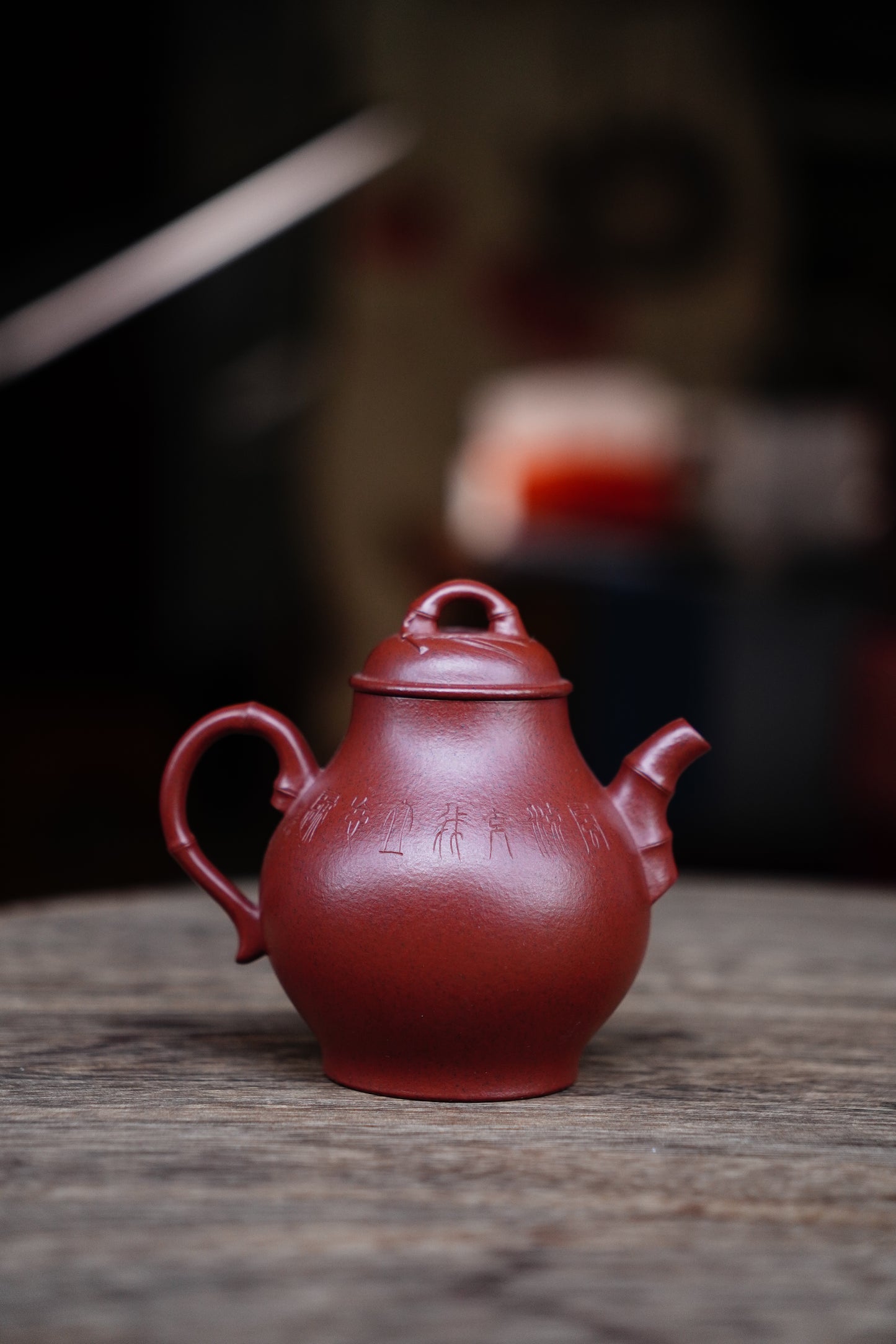 Collectible Ting Bamboon Teapot (Yixing Zisha Artisan) - Handcrafted Old Zhu Ni clay Teapot 130ml Full-Handmade Zen Premium clay