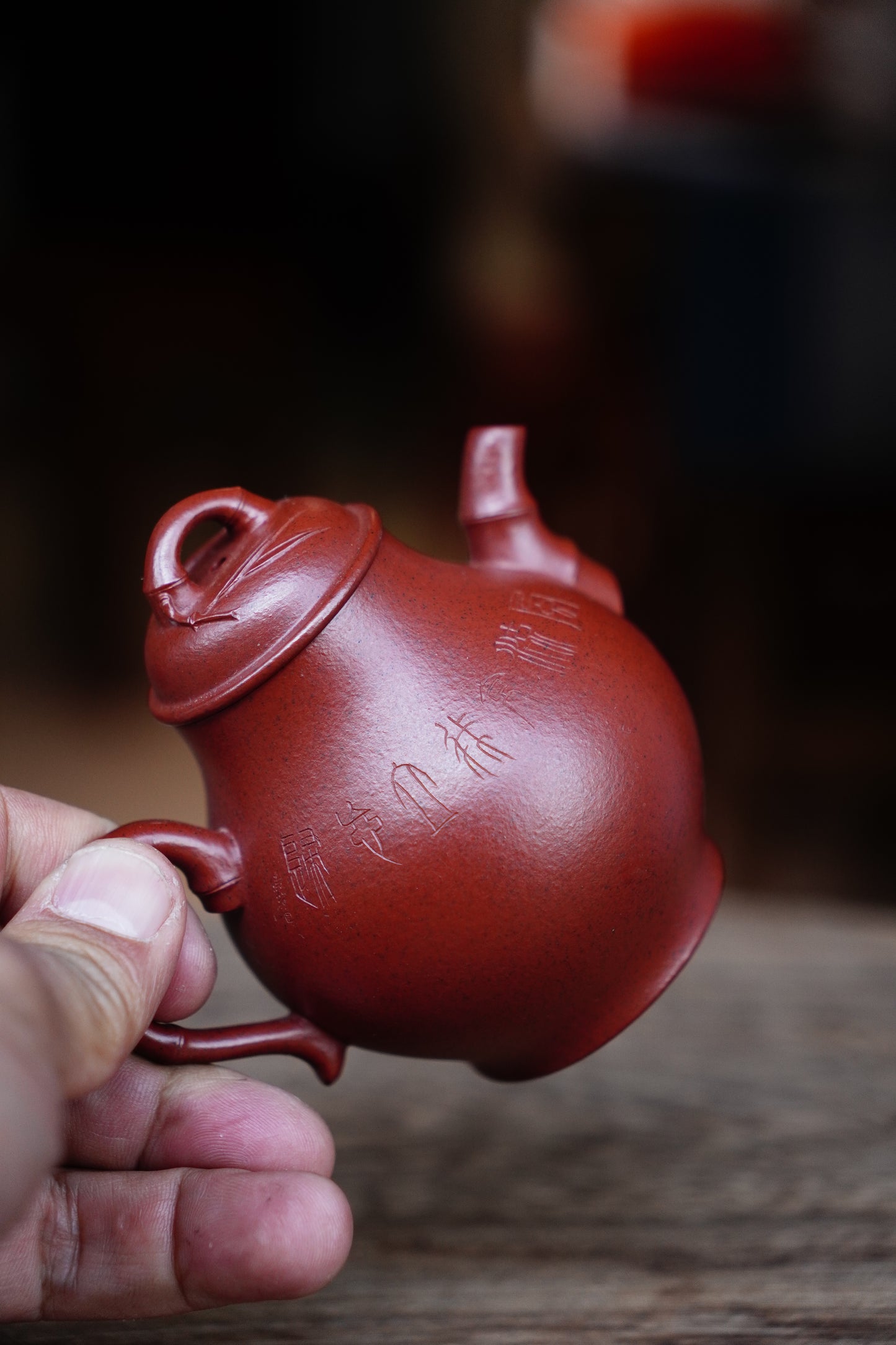 Collectible Ting Bamboon Teapot (Yixing Zisha Artisan) - Handcrafted Old Zhu Ni clay Teapot 130ml Full-Handmade Zen Premium clay