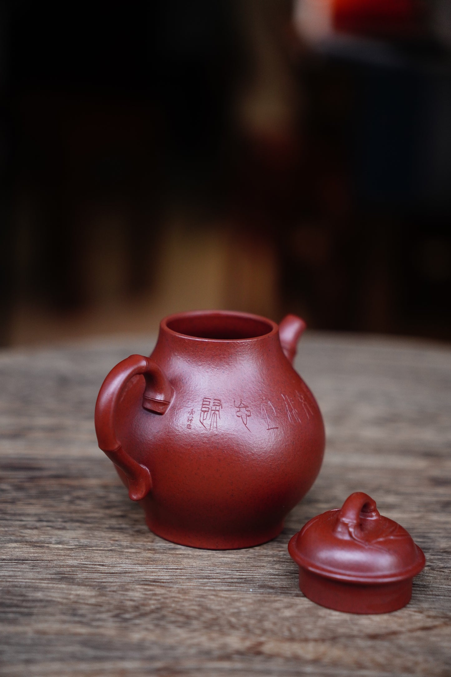 Collectible Ting Bamboon Teapot (Yixing Zisha Artisan) - Handcrafted Old Zhu Ni clay Teapot 130ml Full-Handmade Zen Premium clay