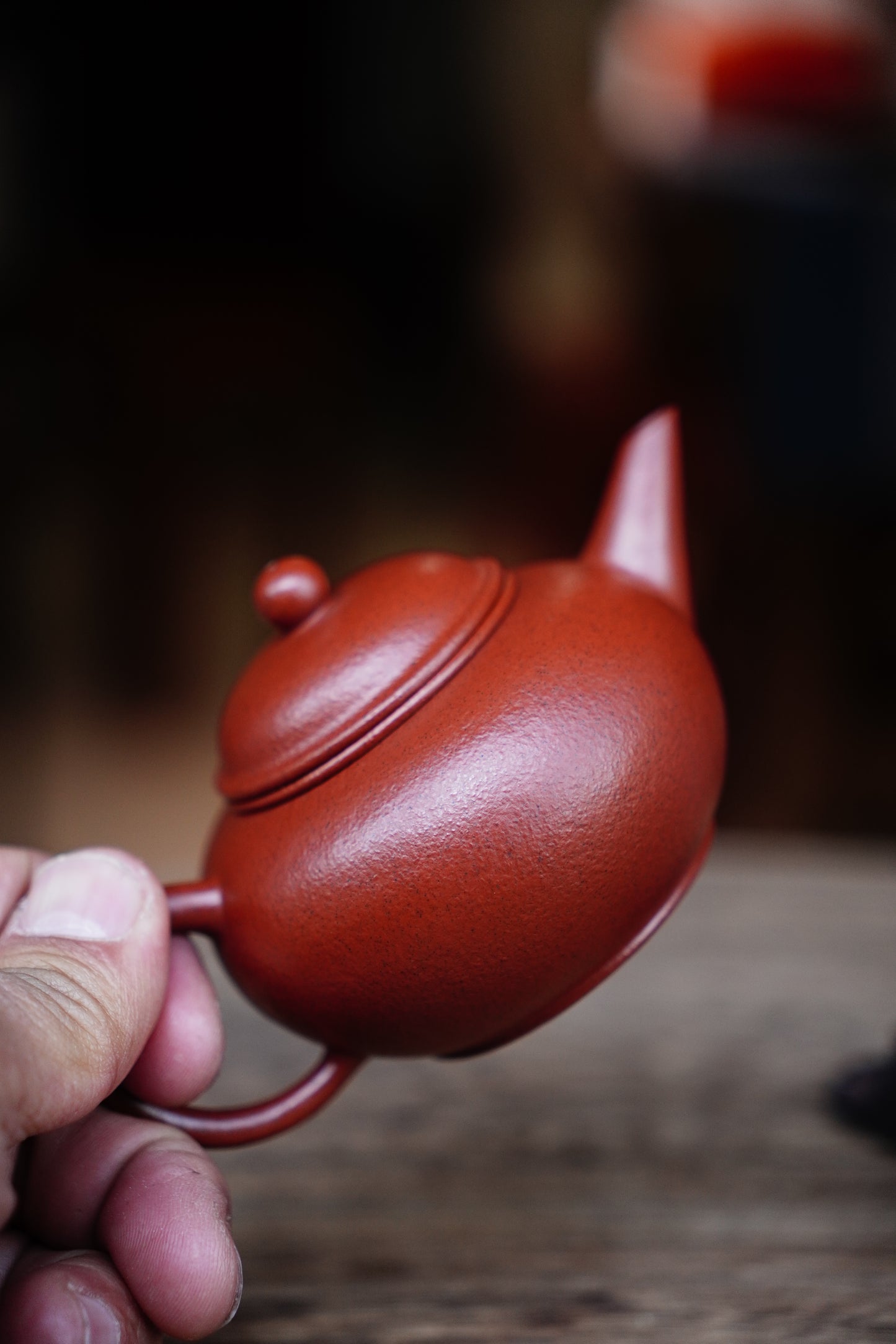 Full-Handmade Shuiping teapot, Old zhuni clay, 130ml Collectible Zen Traditional Chinese Tea Art