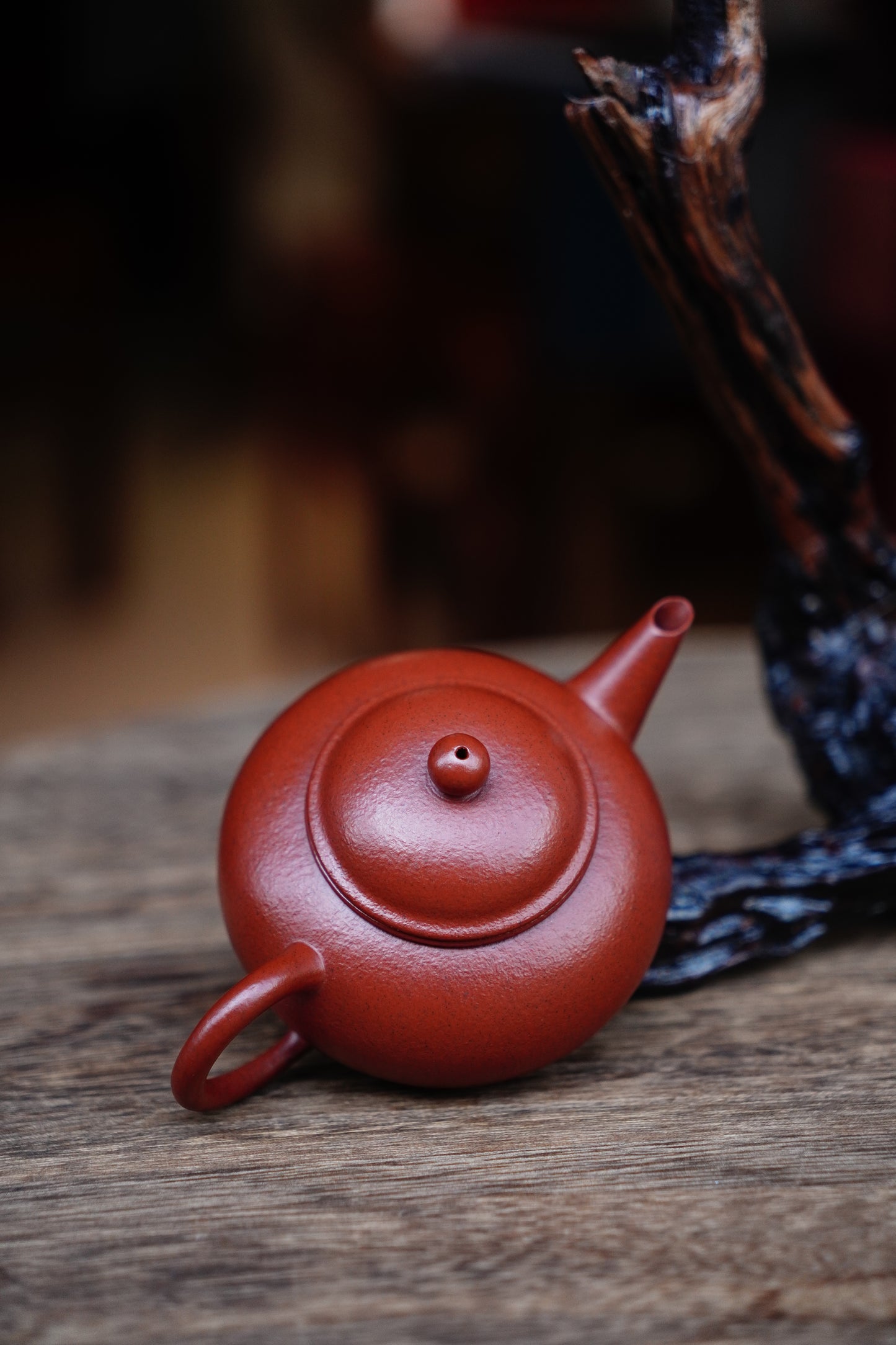 Full-Handmade Shuiping teapot, Old zhuni clay, 130ml Collectible Zen Traditional Chinese Tea Art