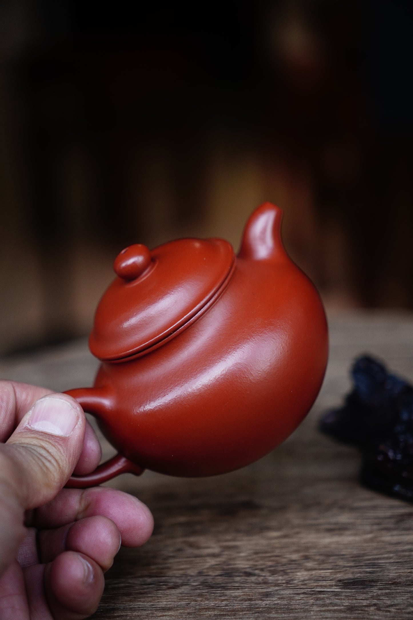 Full-Handmade Lianzi teapot, Old zhuni clay, 160ml Collectible Zen Traditional Chinese Tea Art