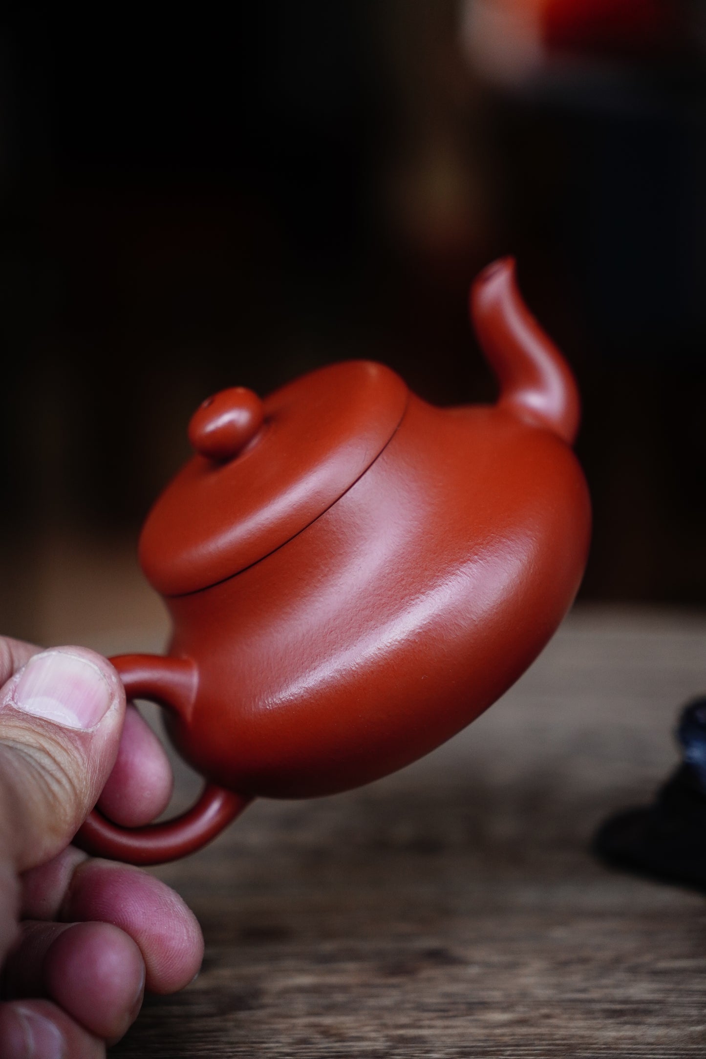 Full-Handmade Shuiping teapot, Old zhuni clay, 130ml Collectible Zen Traditional Chinese Tea Art