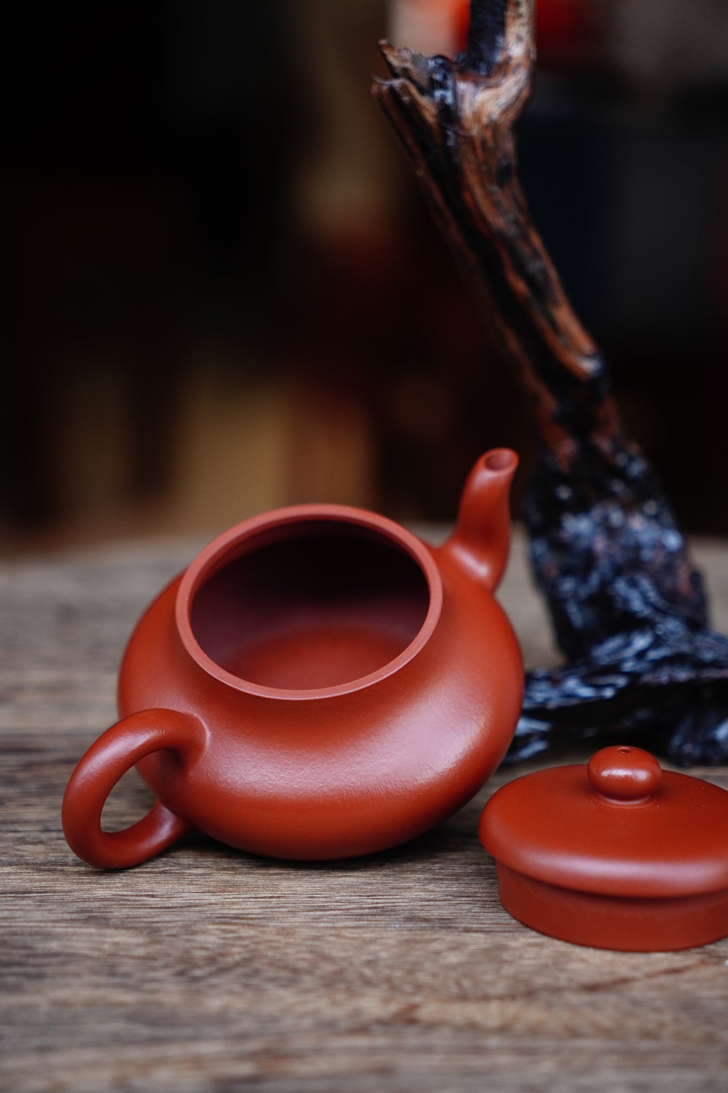 Full-Handmade Shuiping teapot, Old zhuni clay, 130ml Collectible Zen Traditional Chinese Tea Art