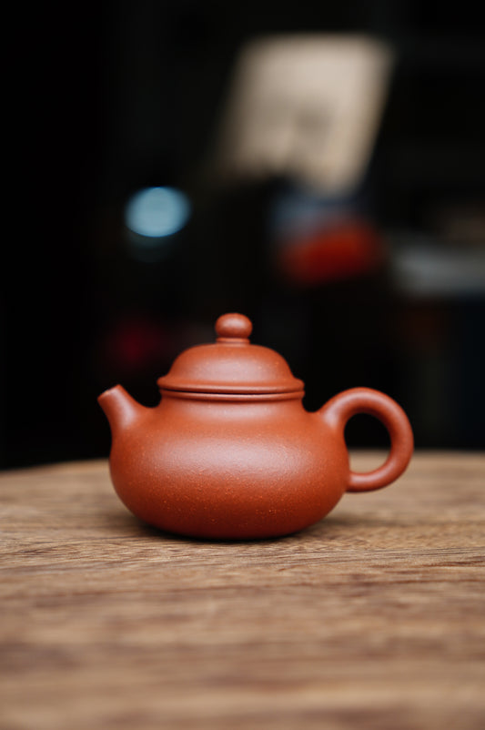 Handmade Yixing Zisha Teapot | Red Jiangpo Clay ‘Rong Tian’ Pot | 100cc Small Teapot | Chinese Gongfu Tea Set | Original Mineral Clay