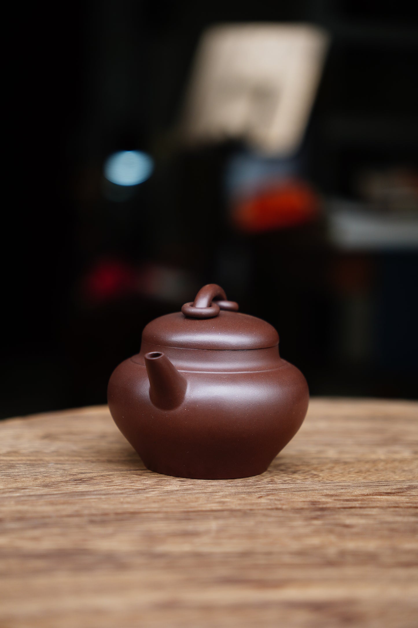 Yixing Zisha Purple Clay Teapot 170ml, Shui Ping (Horizontal) Style, Double Ring Knob, Handmade in China, Perfect for Oolong & Pu'er Tea