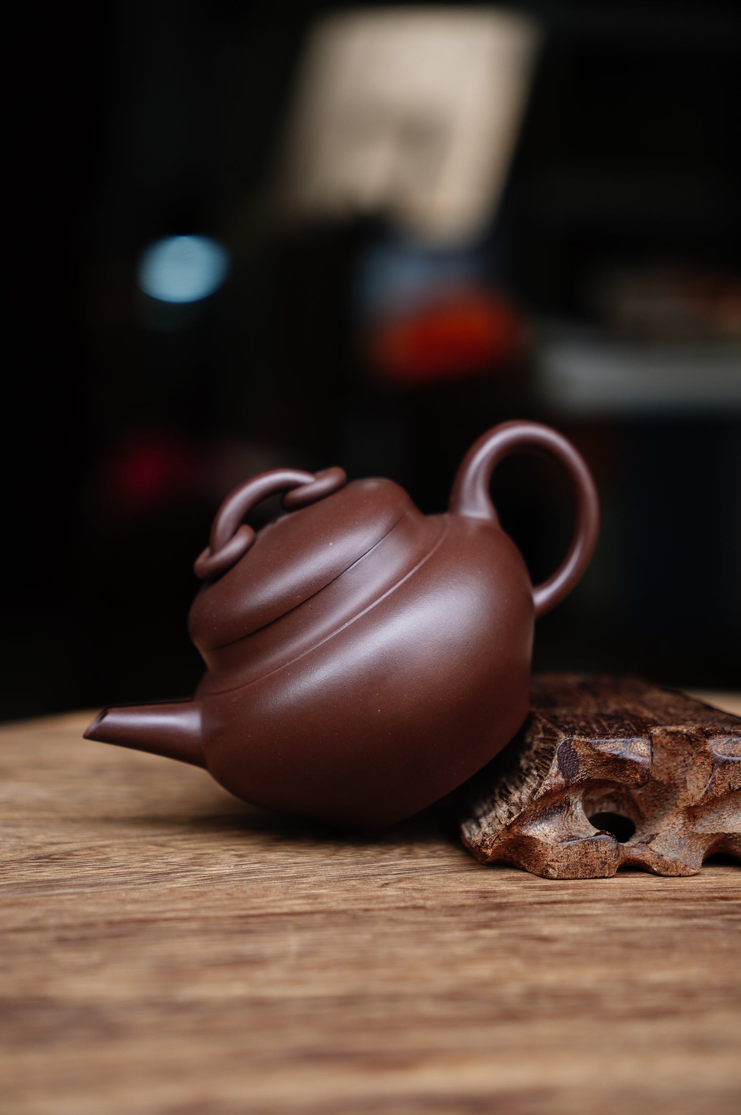 Yixing Zisha Purple Clay Teapot 170ml, Shui Ping (Horizontal) Style, Double Ring Knob, Handmade in China, Perfect for Oolong & Pu'er Tea