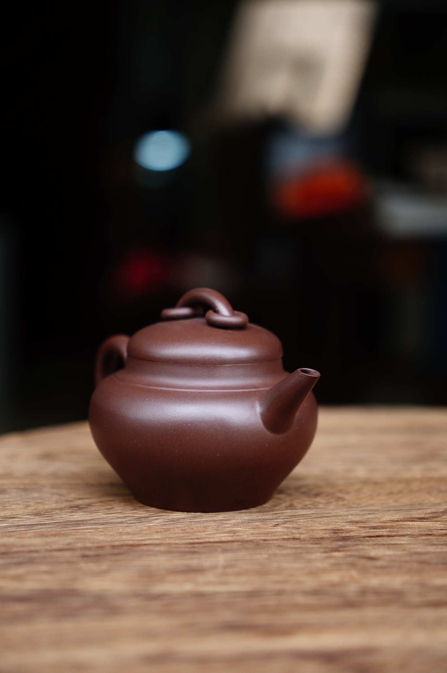 Yixing Zisha Purple Clay Teapot 170ml, Shui Ping (Horizontal) Style, Double Ring Knob, Handmade in China, Perfect for Oolong & Pu'er Tea