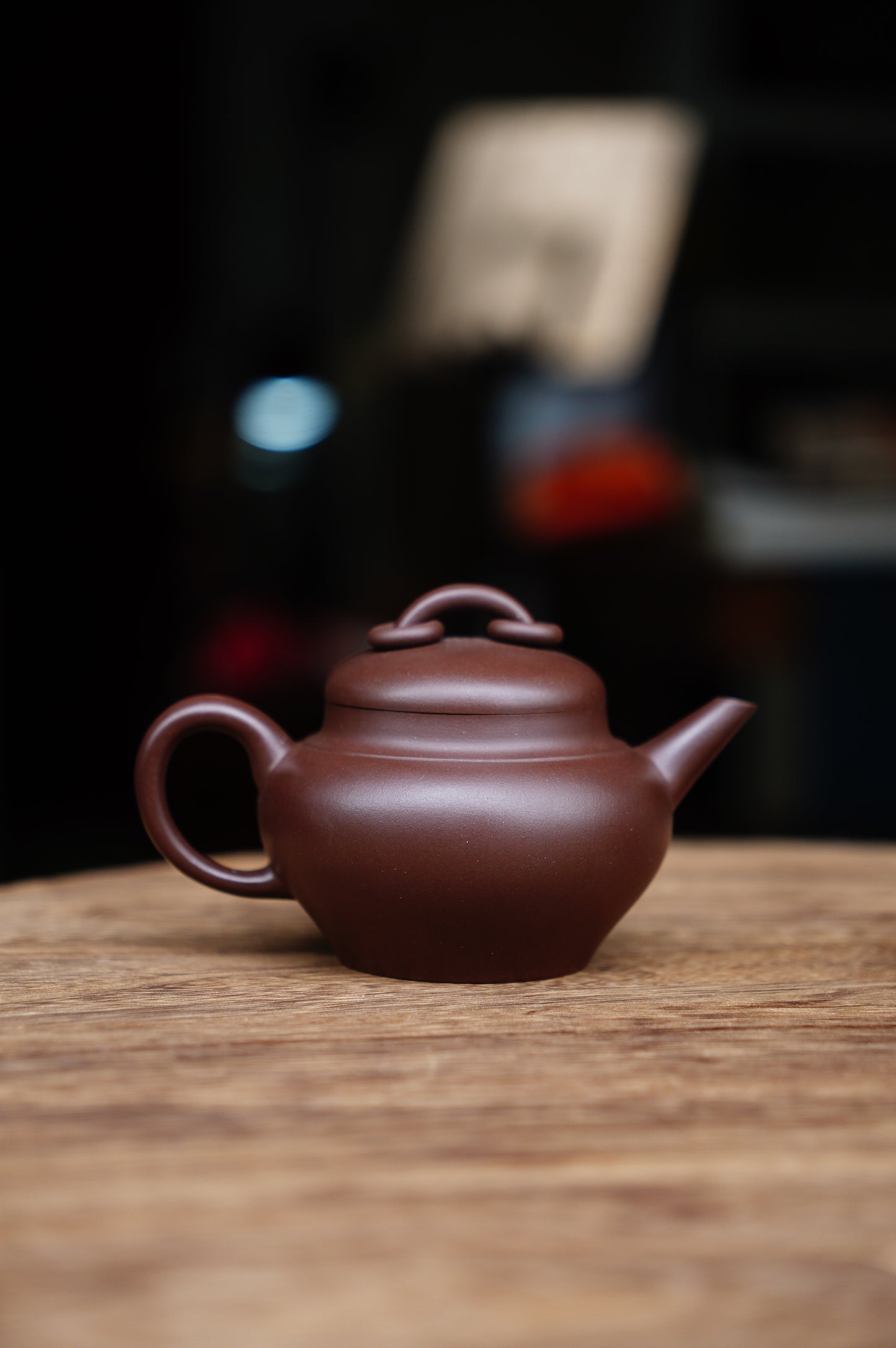 Yixing Zisha Purple Clay Teapot 170ml, Shui Ping (Horizontal) Style, Double Ring Knob, Handmade in China, Perfect for Oolong & Pu'er Tea
