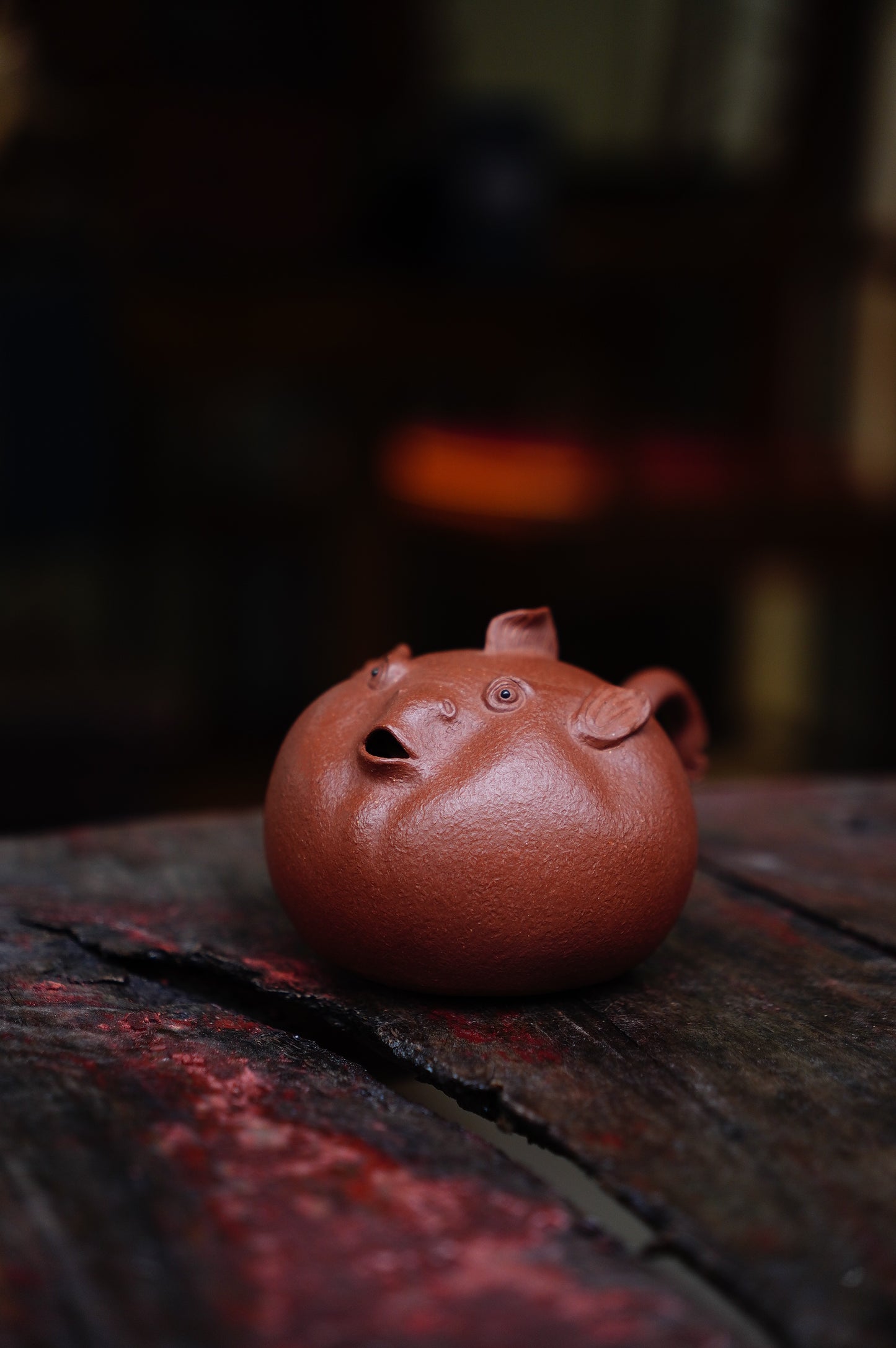 Fugu Lucky Charm Teapot: Handcrafted Ceramic Pufferfish Pot for Japanese Tea Ceremony | Artisan Gift 170ml Red Jiangpo clay Original design