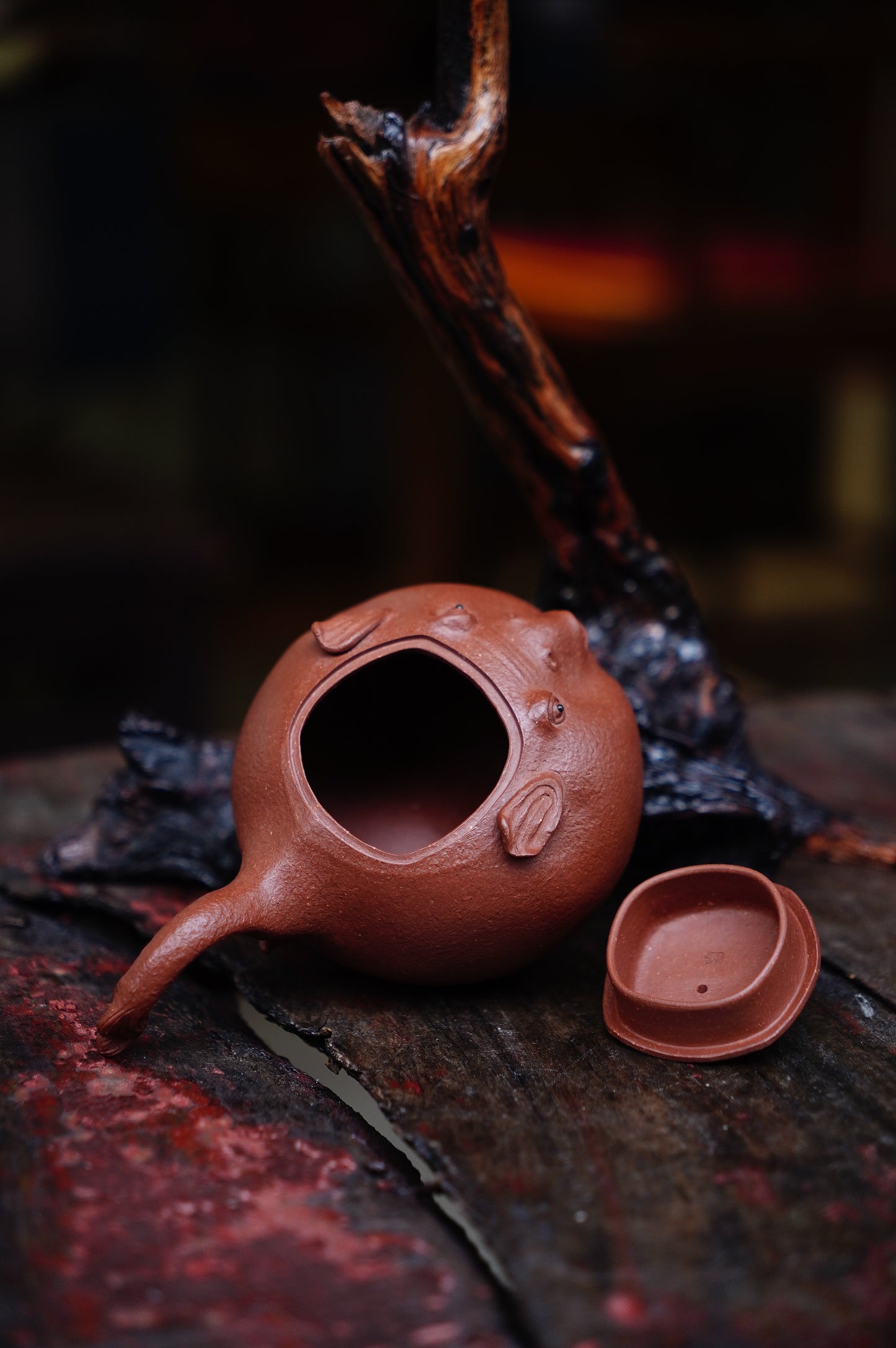 Fugu Lucky Charm Teapot: Handcrafted Ceramic Pufferfish Pot for Japanese Tea Ceremony | Artisan Gift 170ml Red Jiangpo clay Original design
