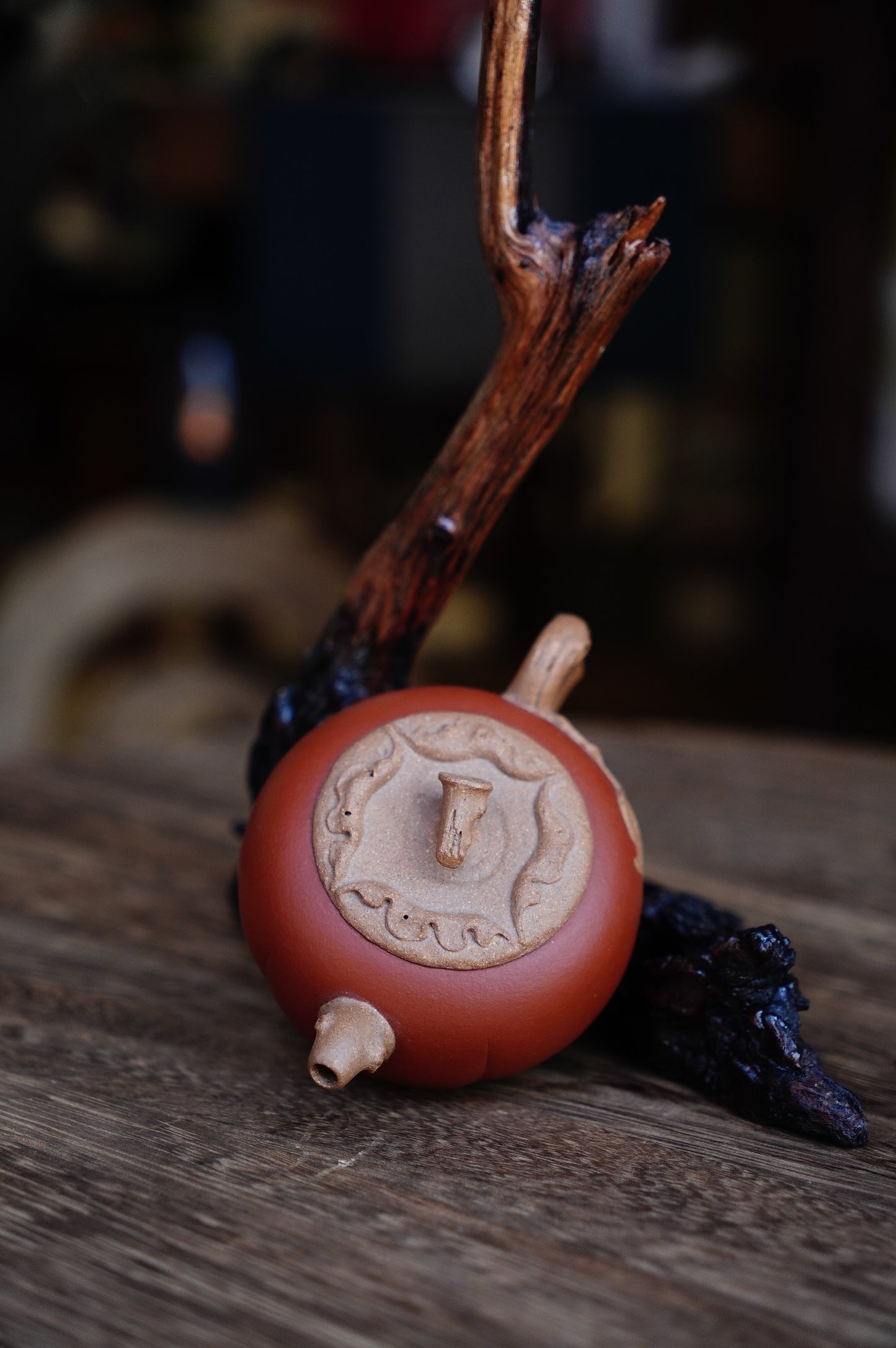 110ml Yixing Zisha Teapot - Jiangponi  Huang Duan Ni - Short Persimmon Shape - Zhuni Decoration - Gongfu Tea Pot - Handmade Chinese Kung Fu Tea Set