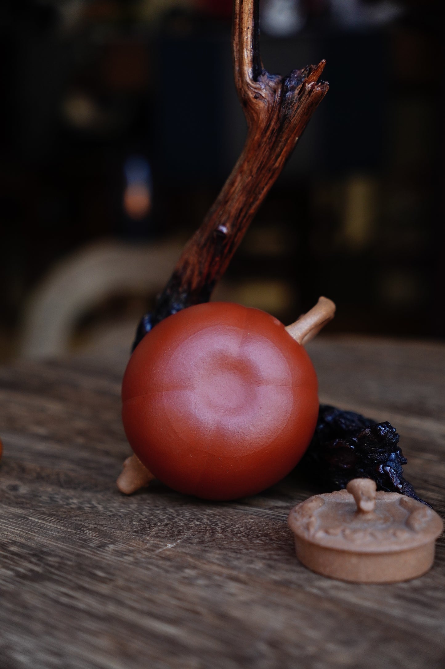 110ml Yixing Zisha Teapot - Jiangponi  Huang Duan Ni - Short Persimmon Shape - Zhuni Decoration - Gongfu Tea Pot - Handmade Chinese Kung Fu Tea Set