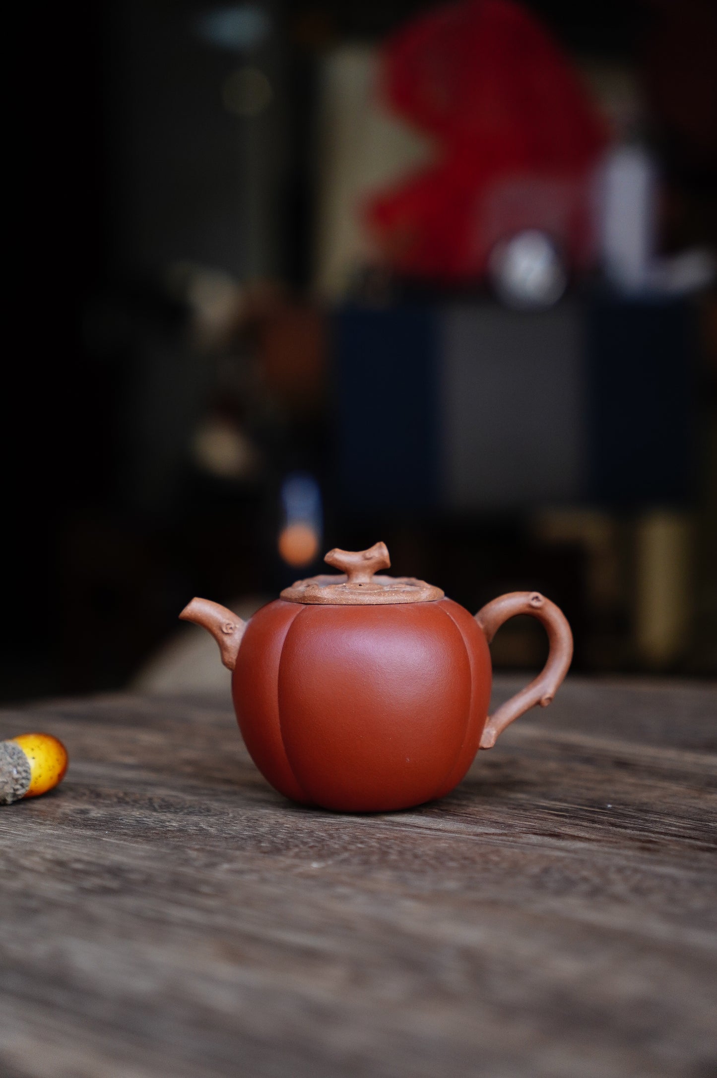 110ml Yixing Zisha Teapot - Huang Jiangpo Ni - Tall Persimmon Shape  - Zhuni Decoration - Gongfu Tea Pot - Handmade Chinese Kung Fu Tea Set