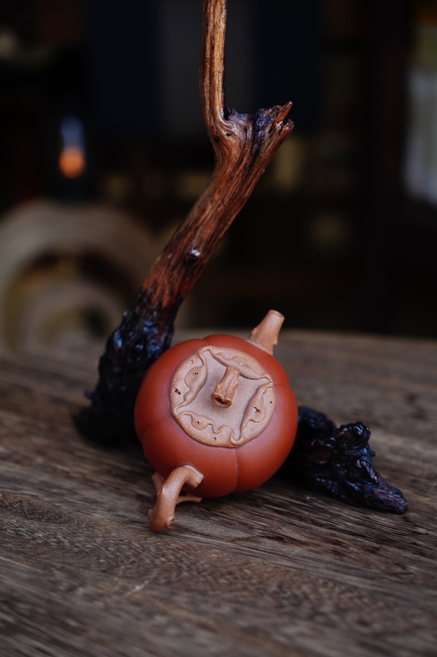 110ml Yixing Zisha Teapot - Huang Jiangpo Ni - Tall Persimmon Shape  - Zhuni Decoration - Gongfu Tea Pot - Handmade Chinese Kung Fu Tea Set
