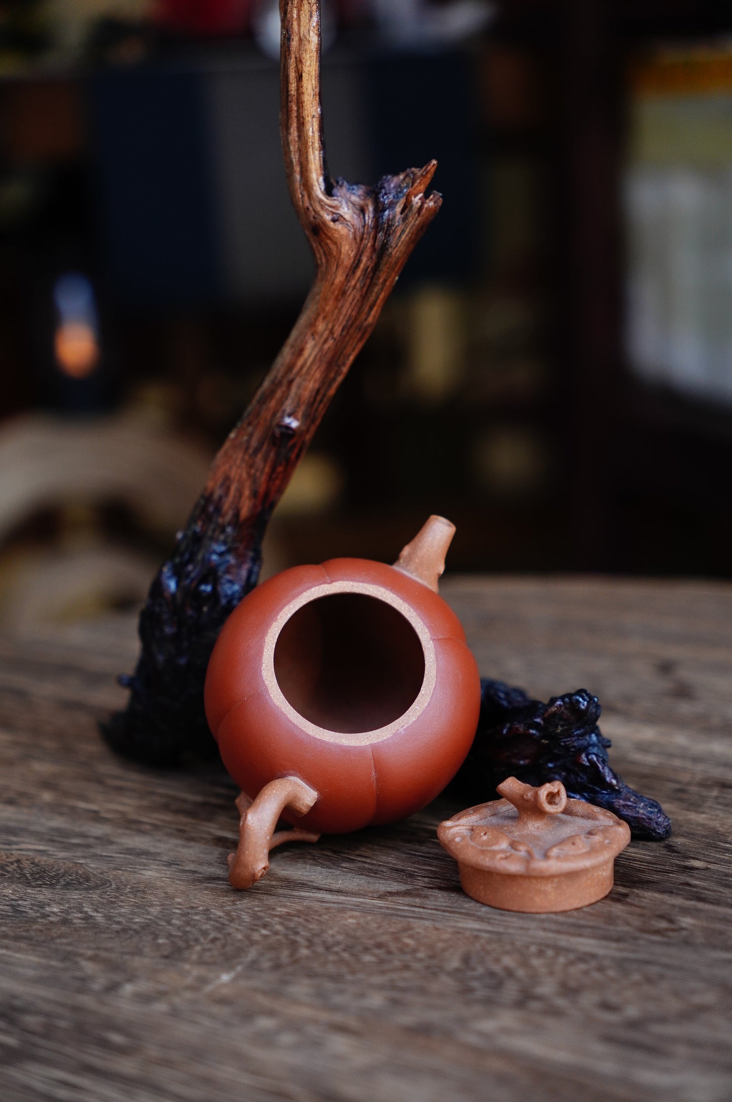 110ml Yixing Zisha Teapot - Huang Jiangpo Ni - Tall Persimmon Shape  - Zhuni Decoration - Gongfu Tea Pot - Handmade Chinese Kung Fu Tea Set