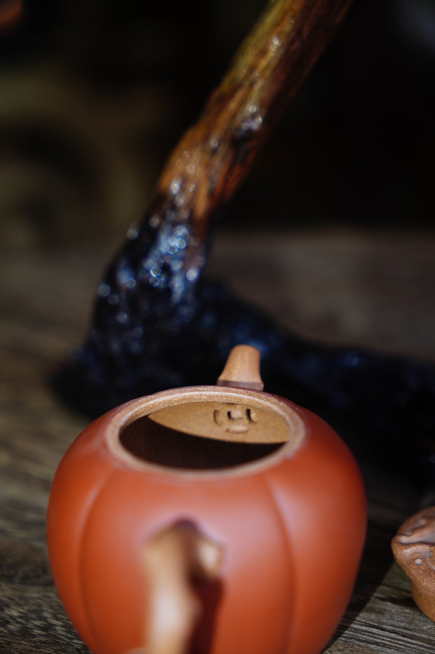 110ml Yixing Zisha Teapot - Huang Jiangpo Ni - Tall Persimmon Shape  - Zhuni Decoration - Gongfu Tea Pot - Handmade Chinese Kung Fu Tea Set