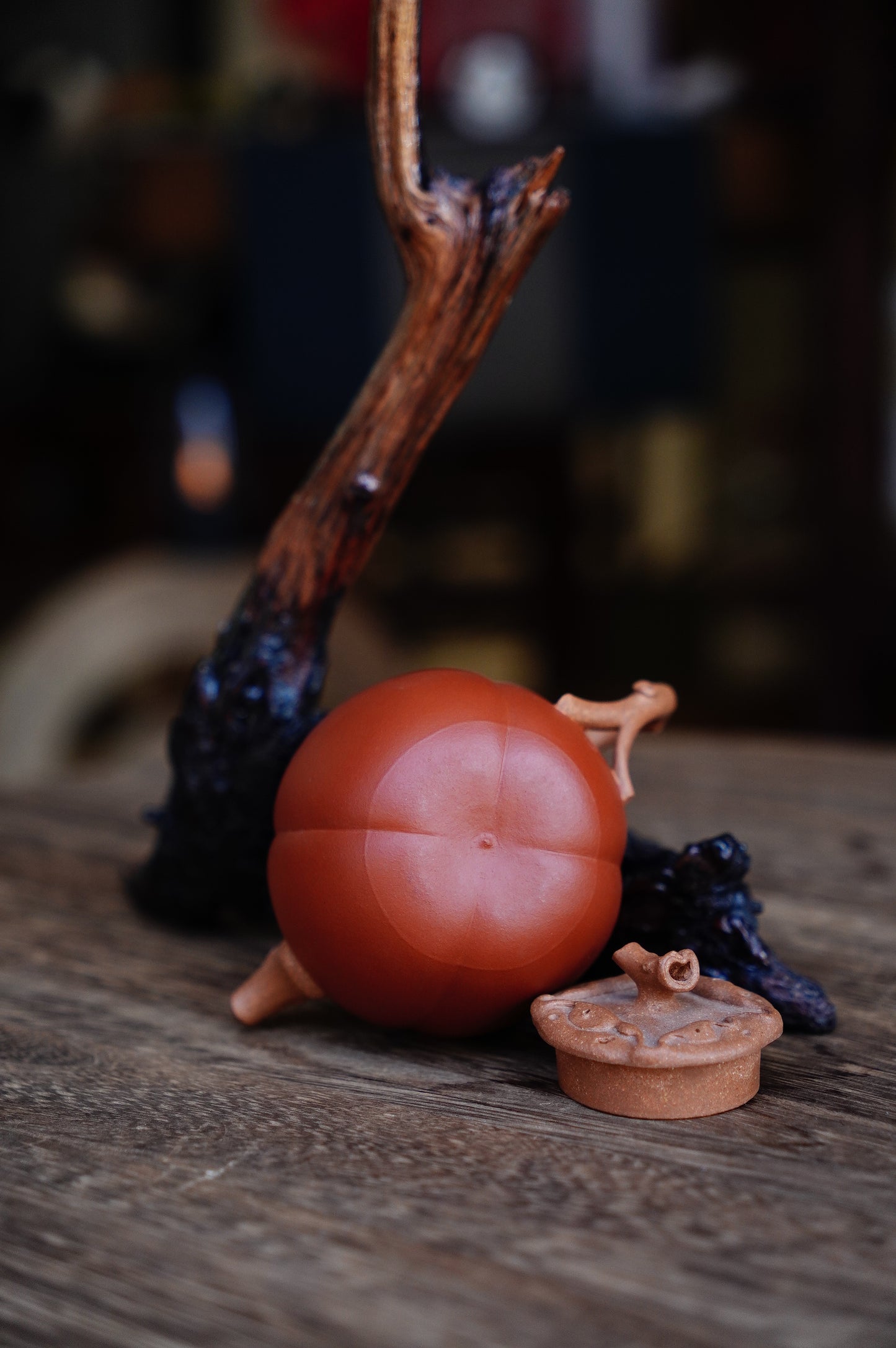 110ml Yixing Zisha Teapot - Huang Jiangpo Ni - Tall Persimmon Shape  - Zhuni Decoration - Gongfu Tea Pot - Handmade Chinese Kung Fu Tea Set