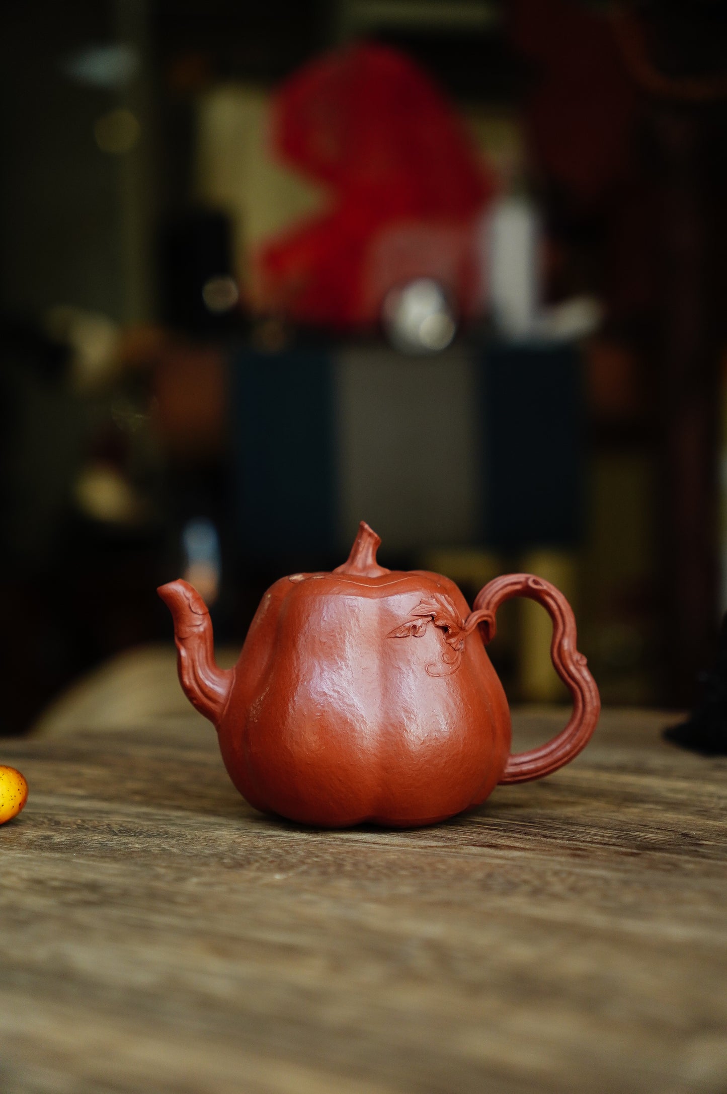 Handmade Yixing Zhu Ni Clay Pumpkin Teapot, 230ml | Artistic Purple Clay Teapot, Gong Fu Cha, Unique Tea Ceremony