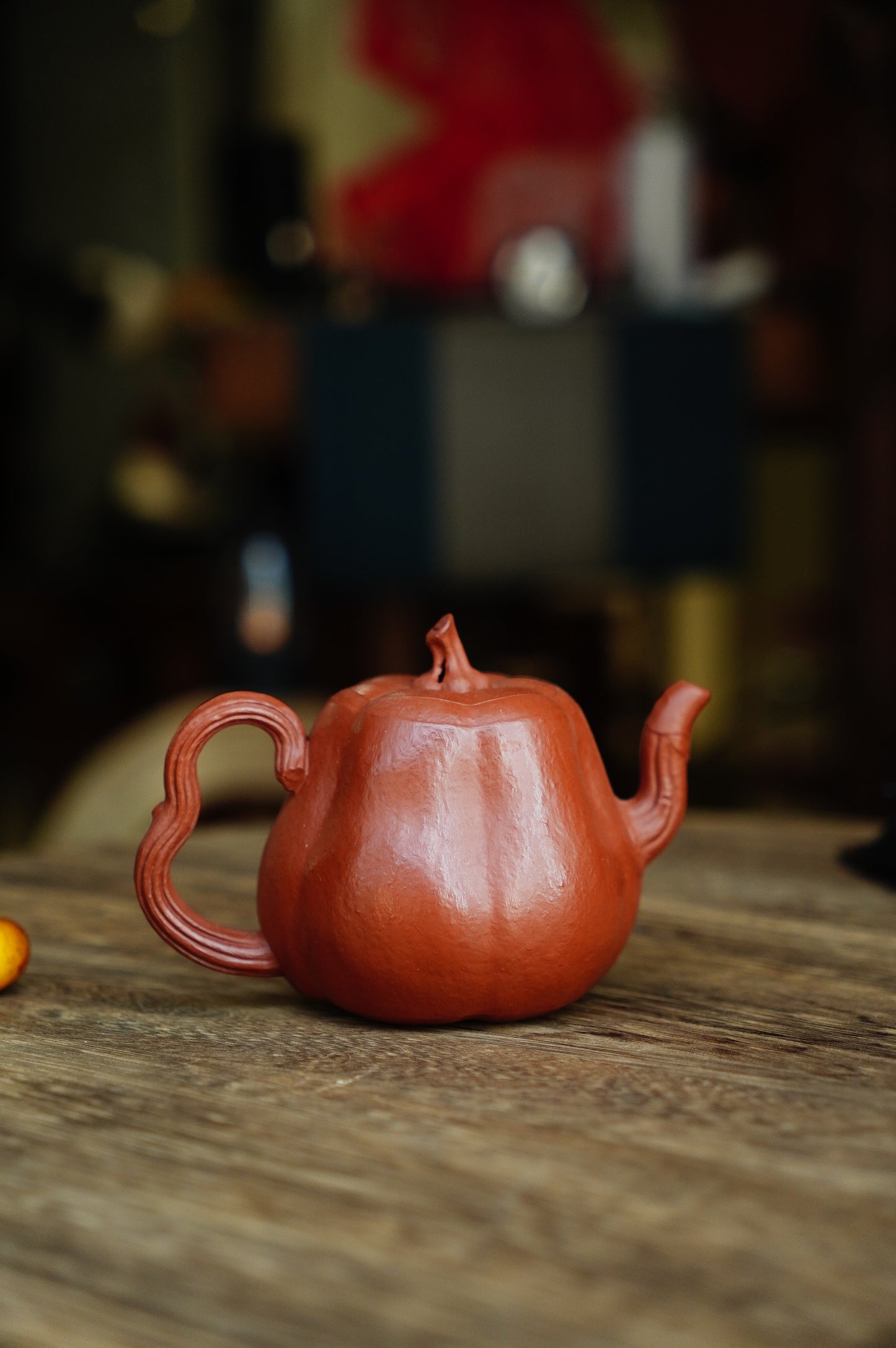 Handmade Yixing Zhu Ni Clay Pumpkin Teapot, 230ml | Artistic Purple Clay Teapot, Gong Fu Cha, Unique Tea Ceremony