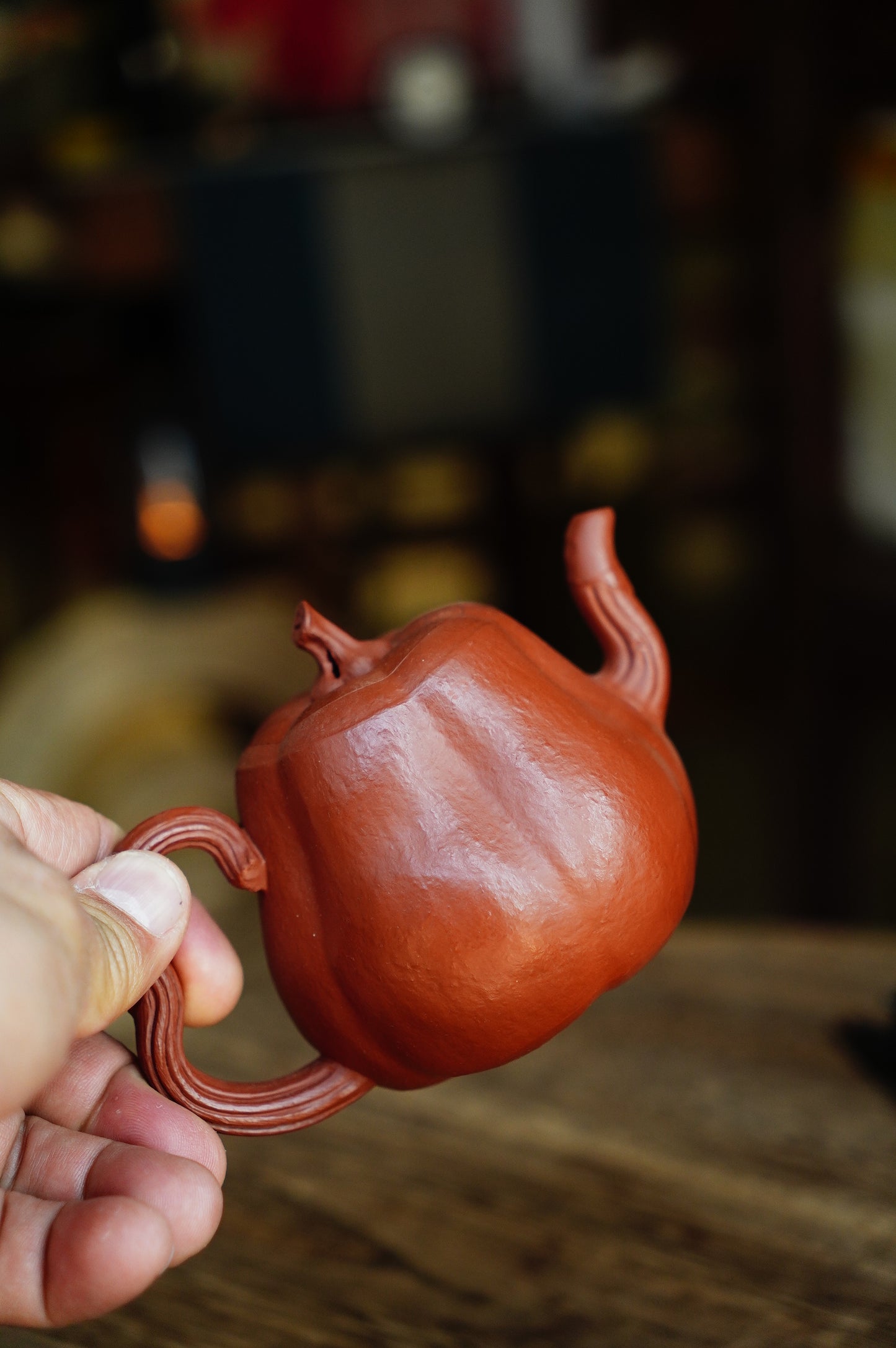 Handmade Yixing Zhu Ni Clay Pumpkin Teapot, 230ml | Artistic Purple Clay Teapot, Gong Fu Cha, Unique Tea Ceremony