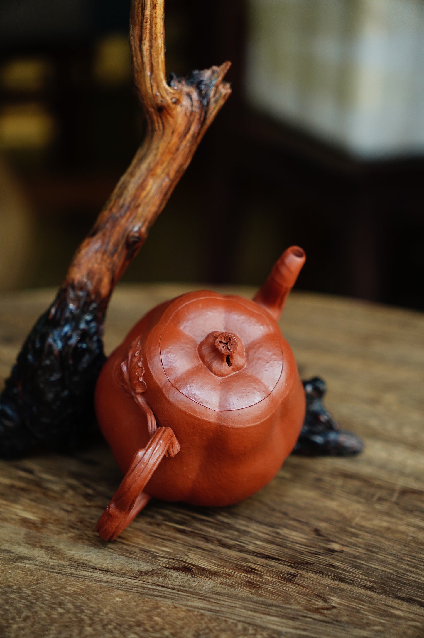Handmade Yixing Zhu Ni Clay Pumpkin Teapot, 230ml | Artistic Purple Clay Teapot, Gong Fu Cha, Unique Tea Ceremony