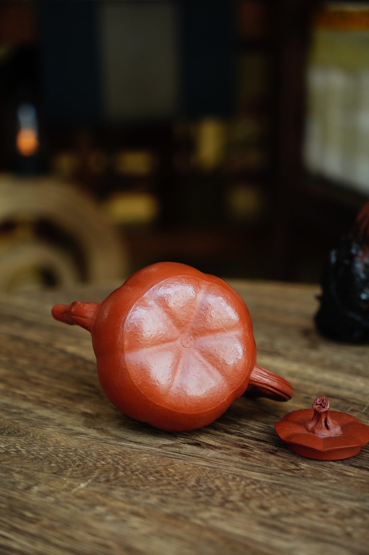 Handmade Yixing Zhu Ni Clay Pumpkin Teapot, 230ml | Artistic Purple Clay Teapot, Gong Fu Cha, Unique Tea Ceremony