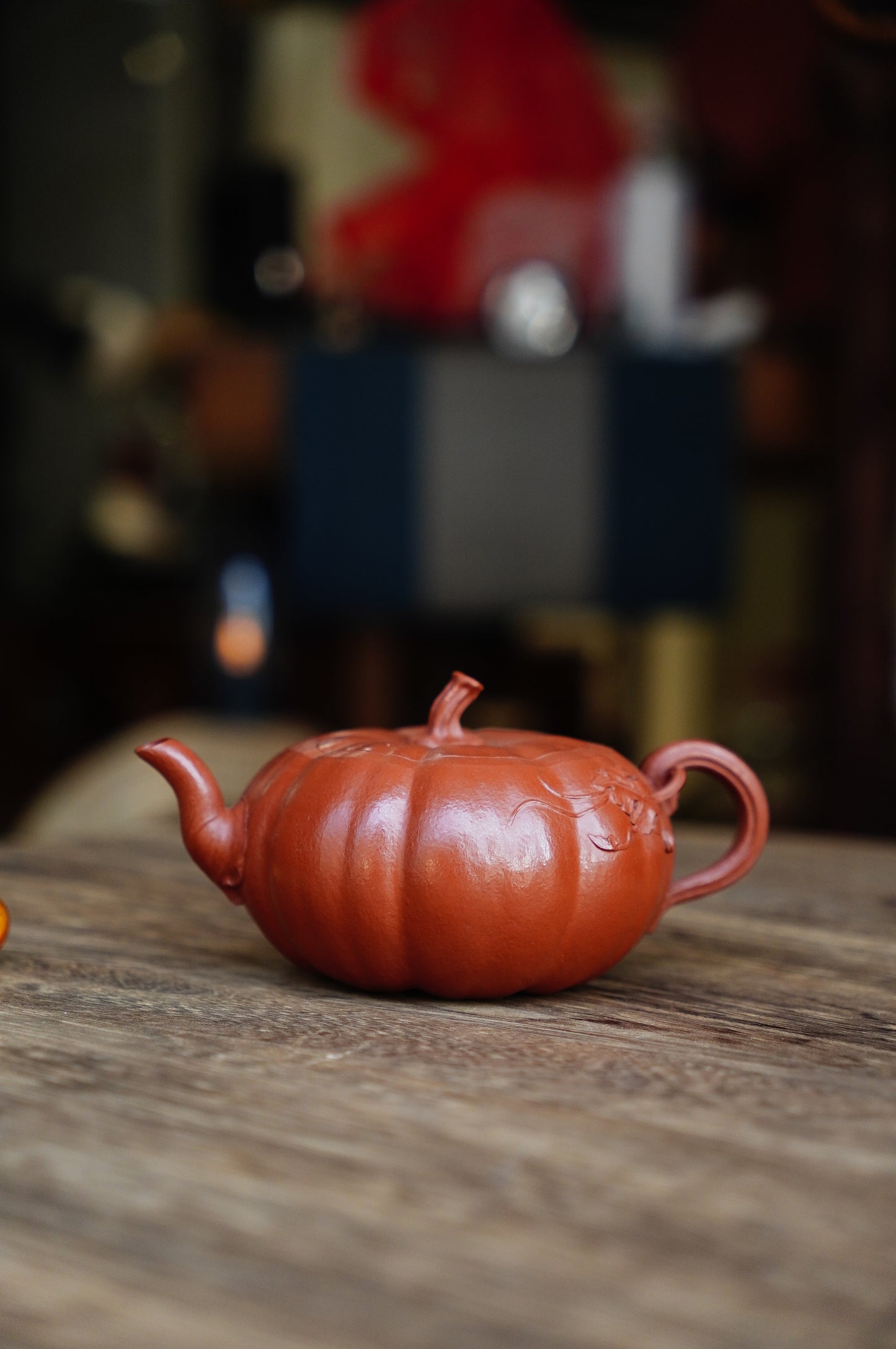 Handmade Yixing Zhu Ni Clay Pumpkin Teapot, 230ml | Artistic Purple Clay Teapot, Gong Fu Cha, Unique Tea Ceremony