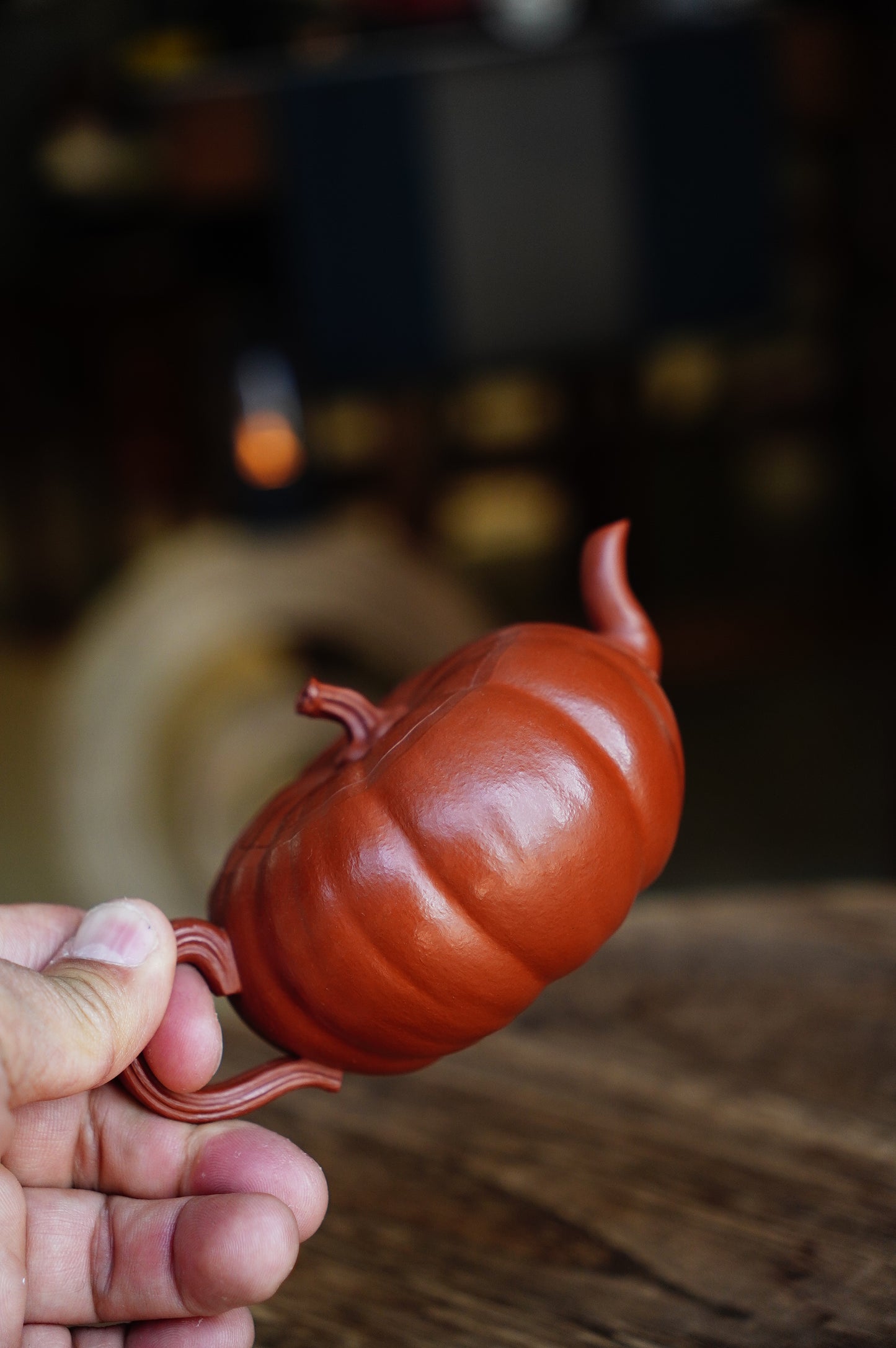 Handmade Yixing Zhu Ni Clay Pumpkin Teapot, 230ml | Artistic Purple Clay Teapot, Gong Fu Cha, Unique Tea Ceremony