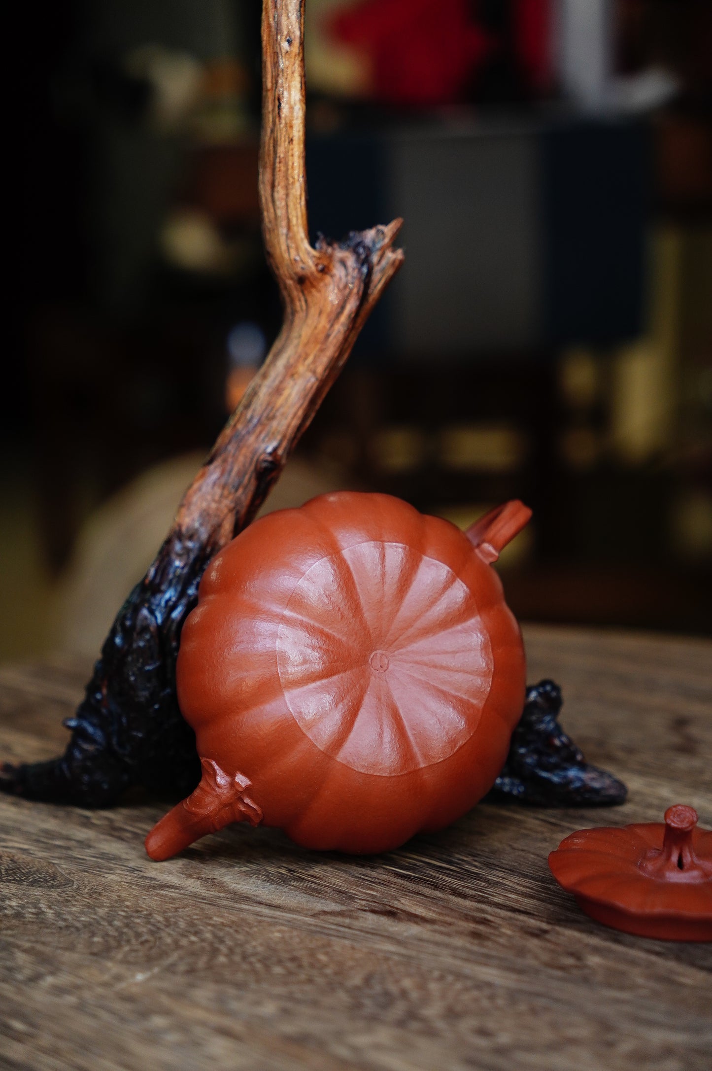 Handmade Yixing Zhu Ni Clay Pumpkin Teapot, 230ml | Artistic Purple Clay Teapot, Gong Fu Cha, Unique Tea Ceremony