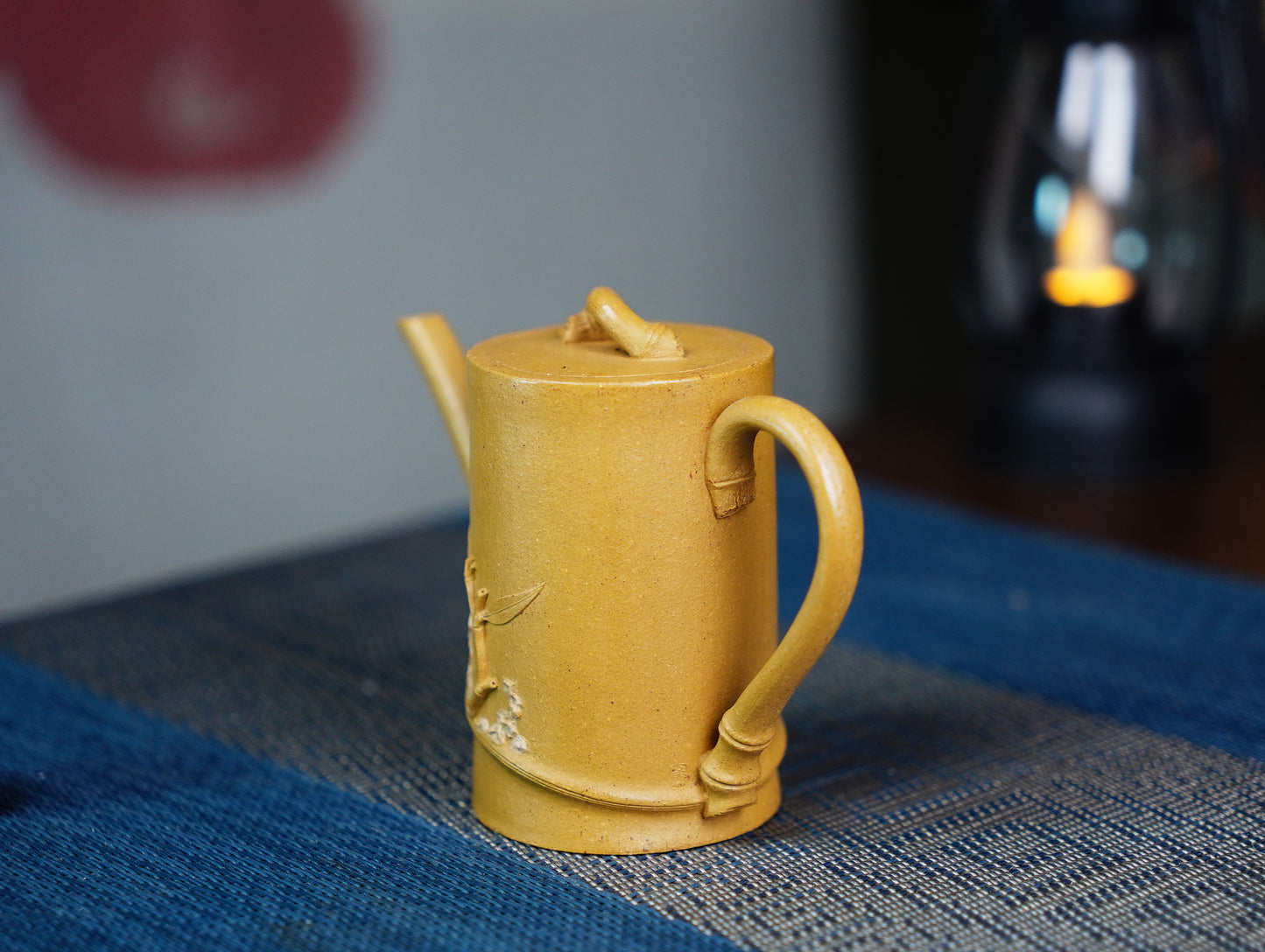 Hand-Carved Bamboo Yixing Zisha Teapot - Zen Chinese Purple Clay Teapot for Gongfu Tea Ceremony 100ML
