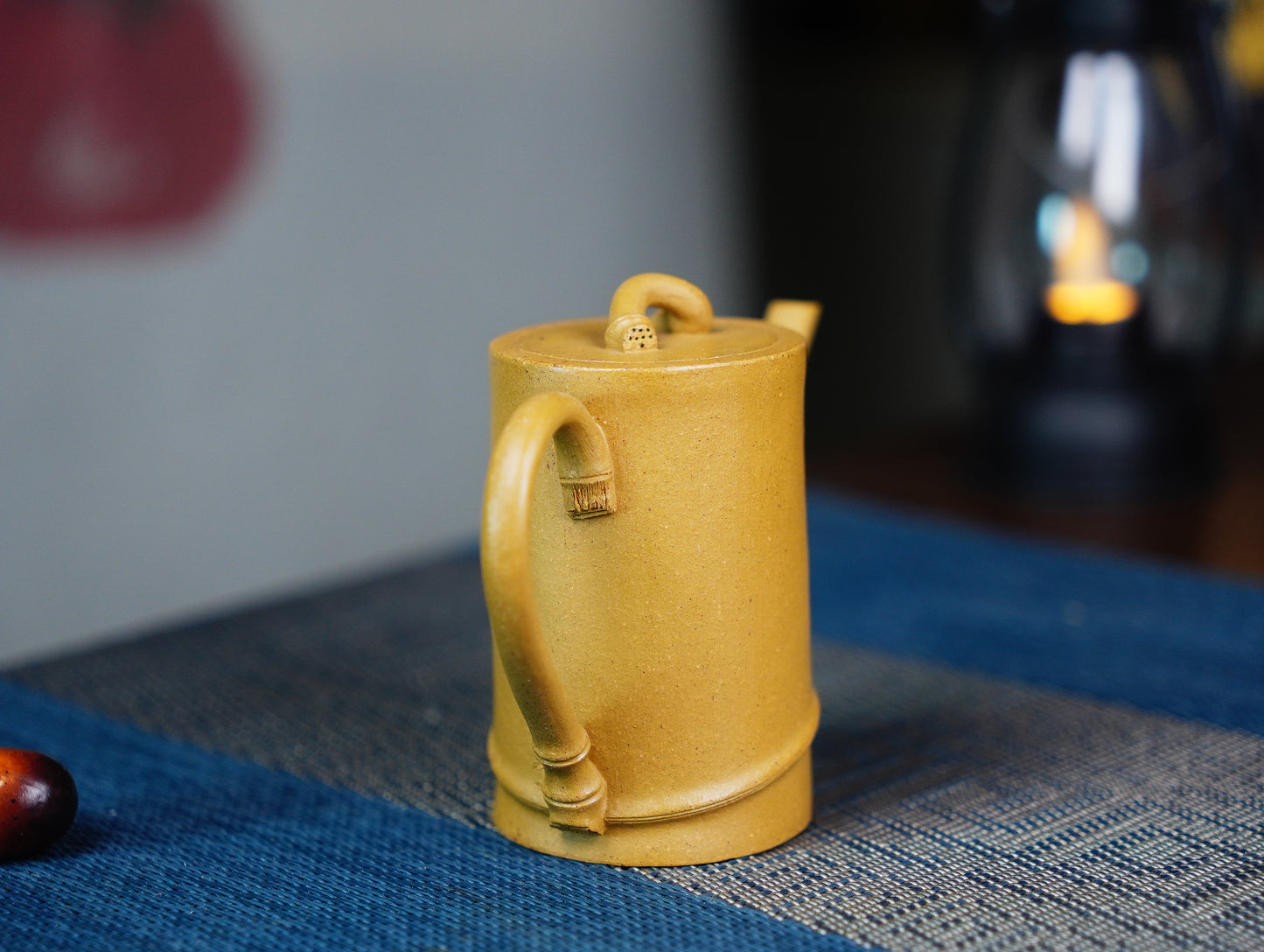 Hand-Carved Bamboo Yixing Zisha Teapot - Zen Chinese Purple Clay Teapot for Gongfu Tea Ceremony 100ML